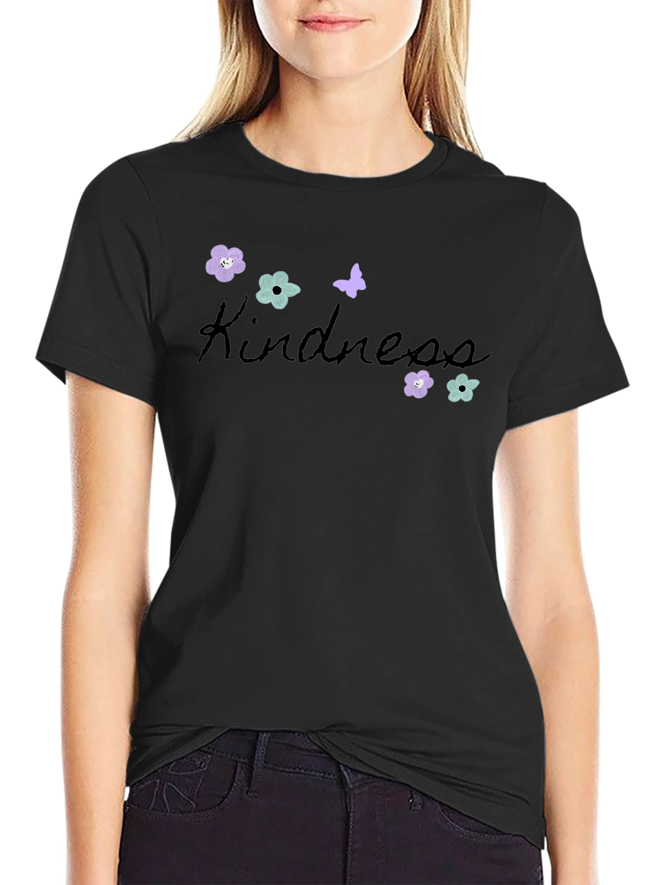 Kindness Graphic Tee - Floral Butterfly Design