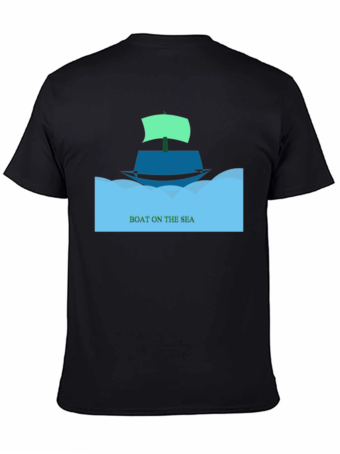 Boat On The Sea Graphic T-Shirt - Black