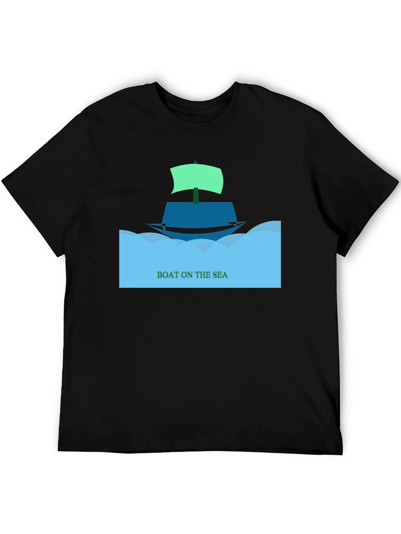 Boat On The Sea Graphic T-Shirt - Black