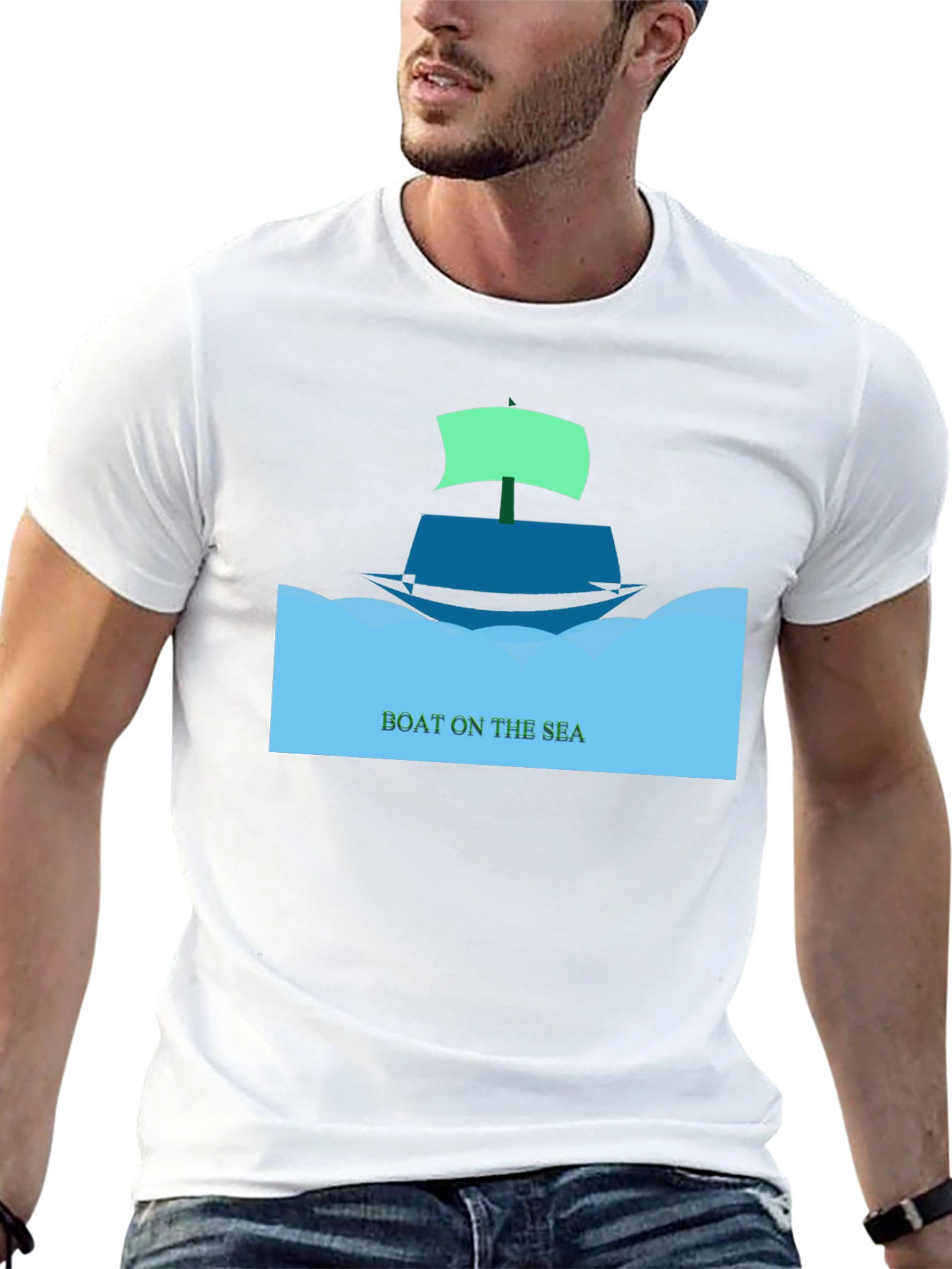 Boat On The Sea Graphic T-Shirt - Black