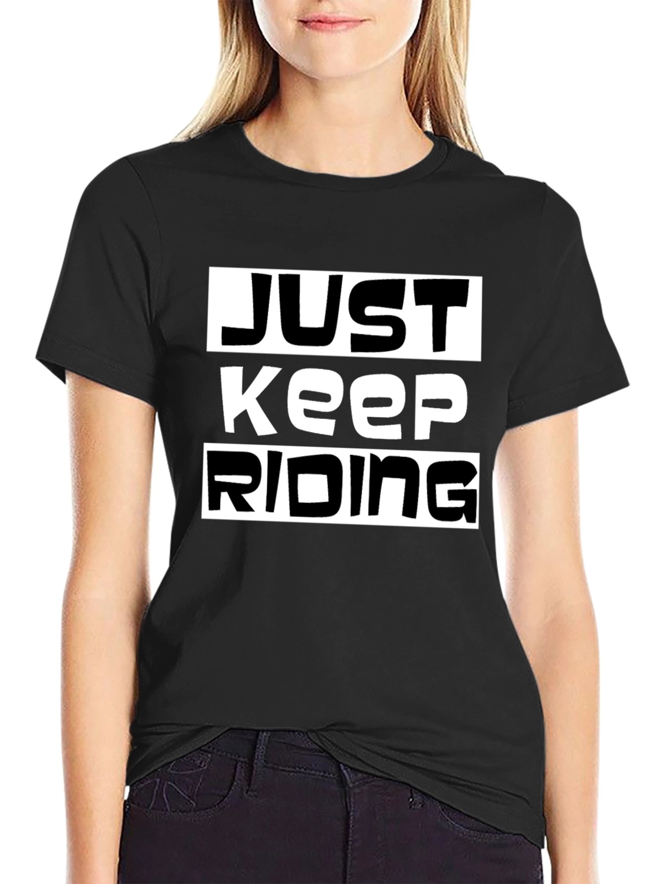 Just Keep Riding Black Graphic Tee