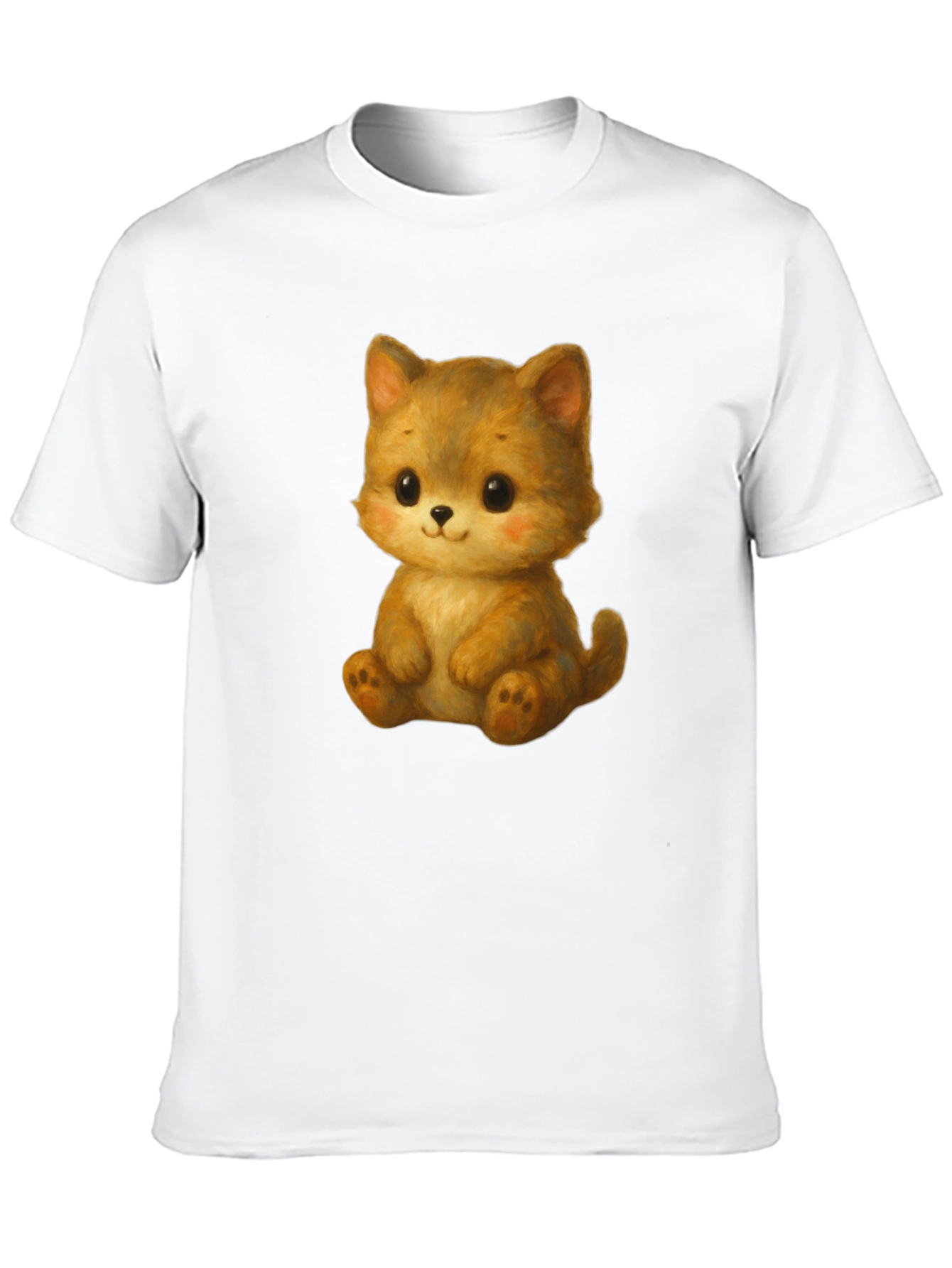 Cute Kitten Graphic Tee - Soft Black Cotton Shirt