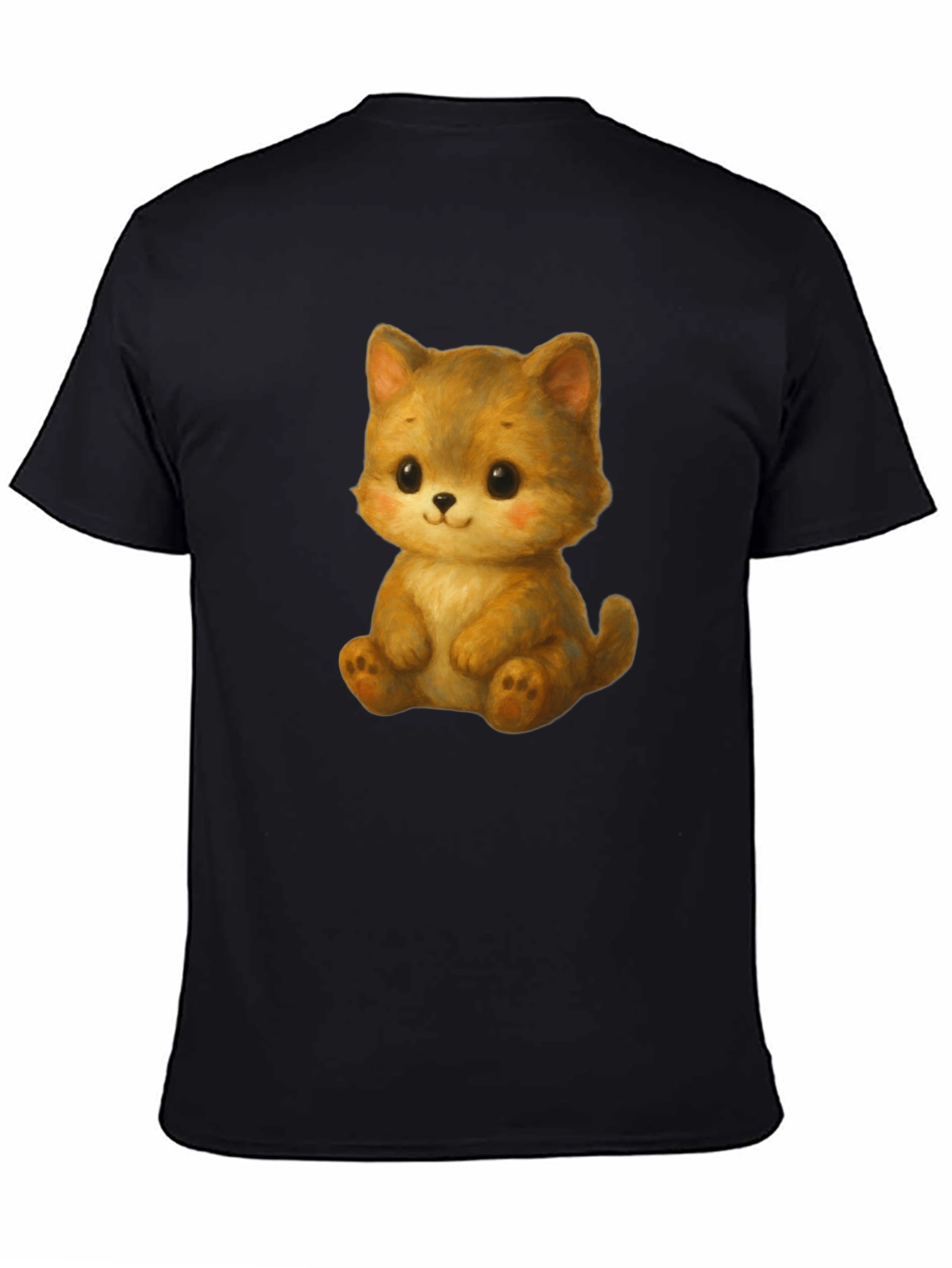 Cute Kitten Graphic Tee - Soft Black Cotton Shirt