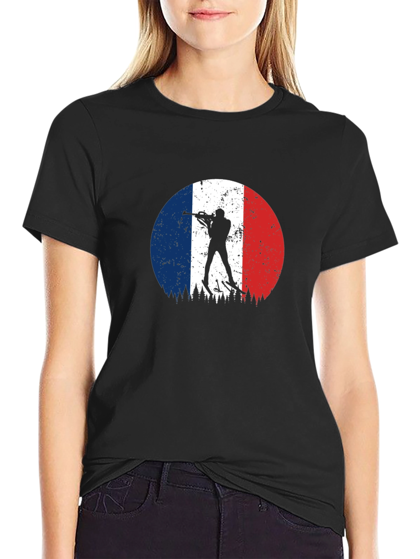 Biathlon France Flag Black T-Shirt