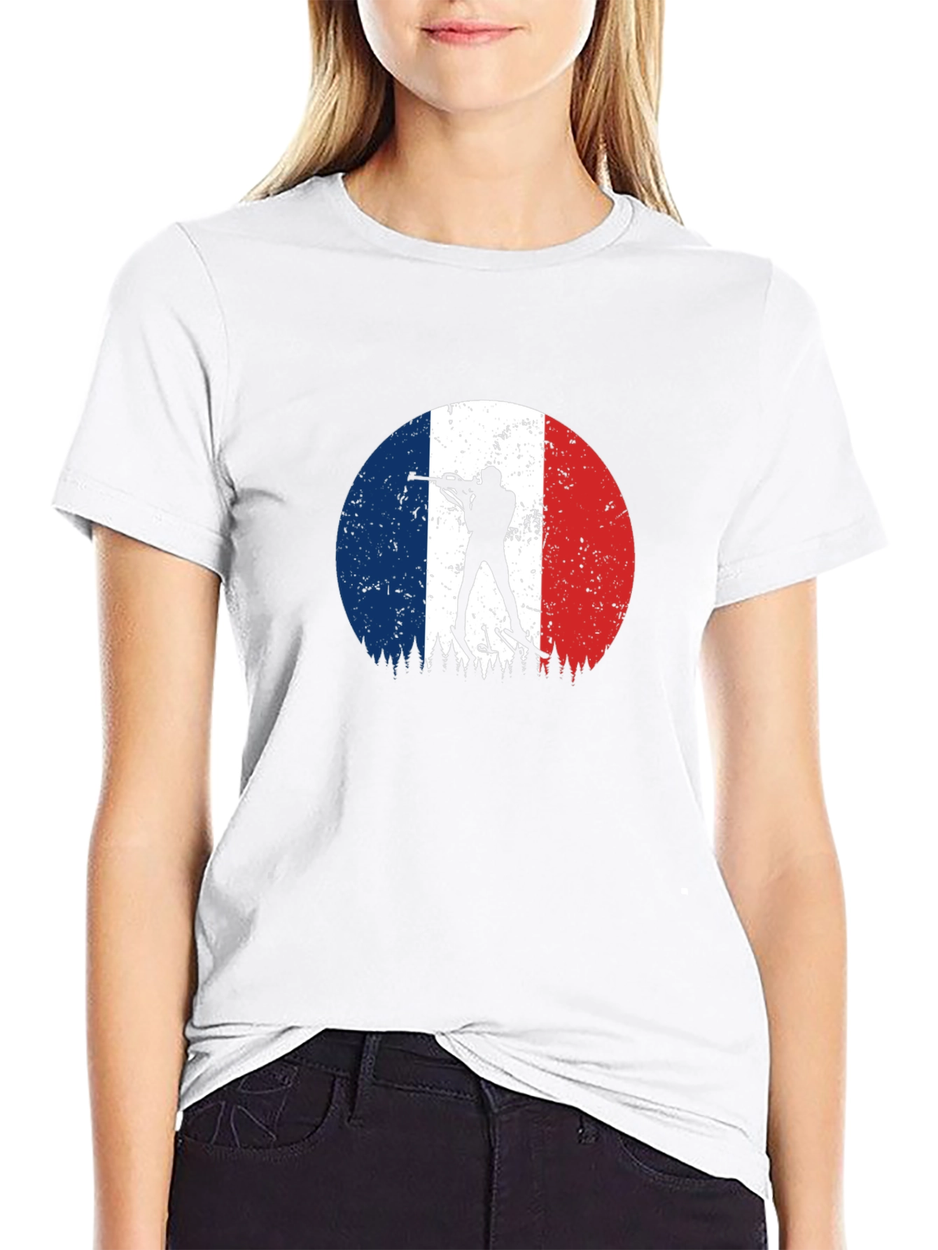Biathlon France Flag Black T-Shirt
