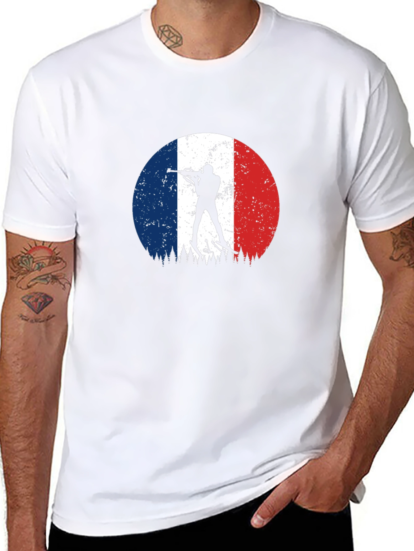 Biathlon France Flag Black T-Shirt