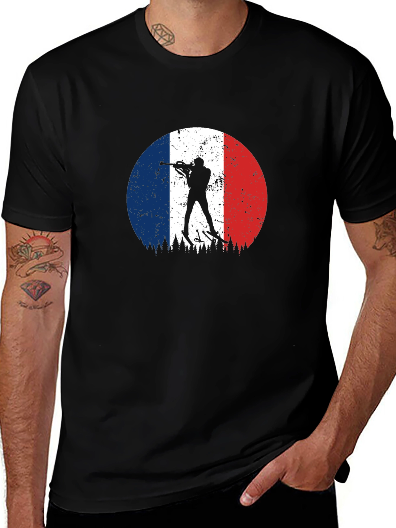 Biathlon France Flag Black T-Shirt