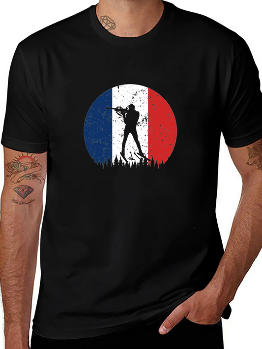 Biathlon France Flag Black T-Shirt
