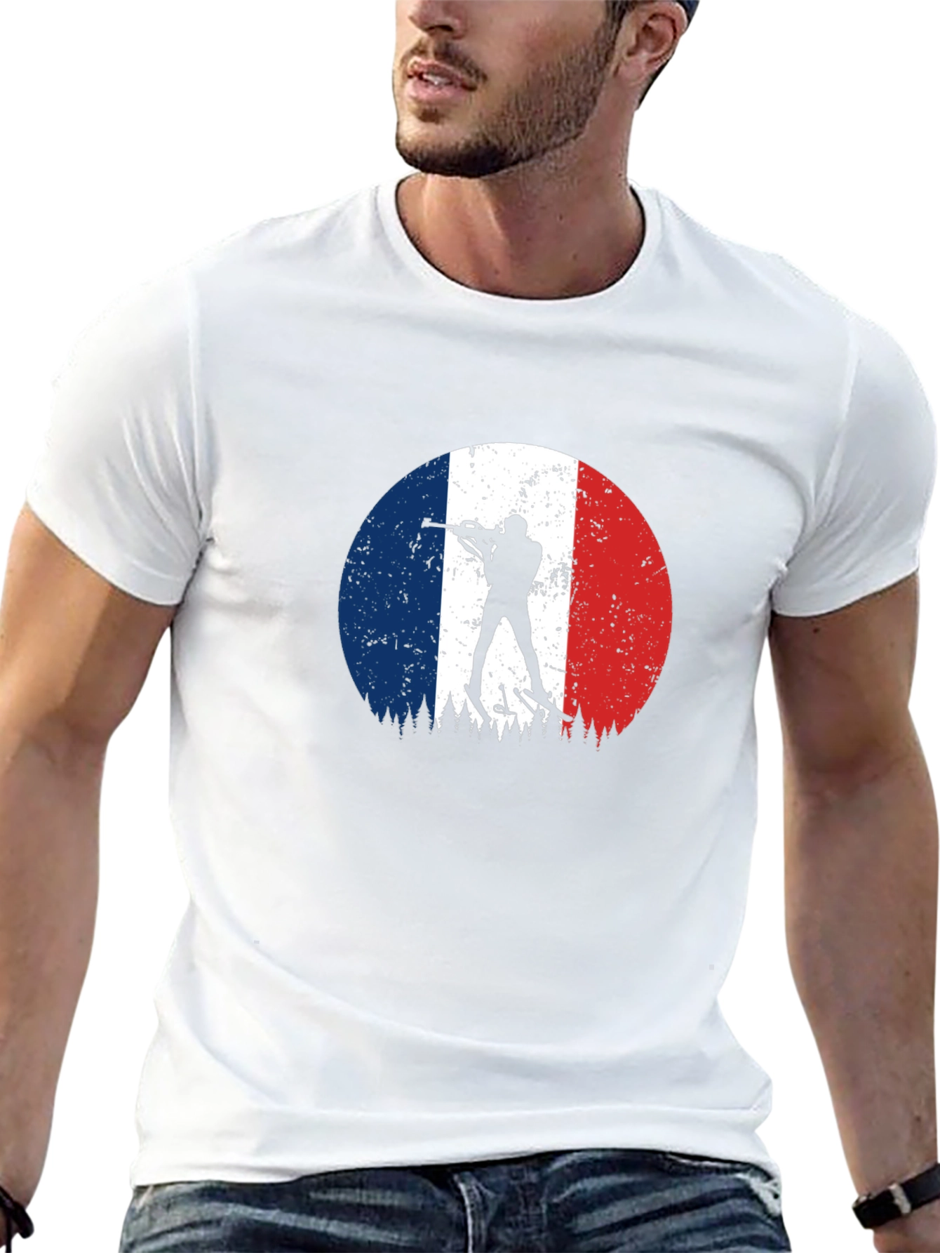 Biathlon France Flag Black T-Shirt