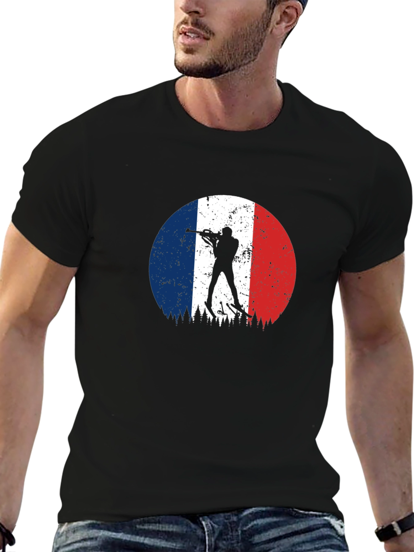 Biathlon France Flag Black T-Shirt