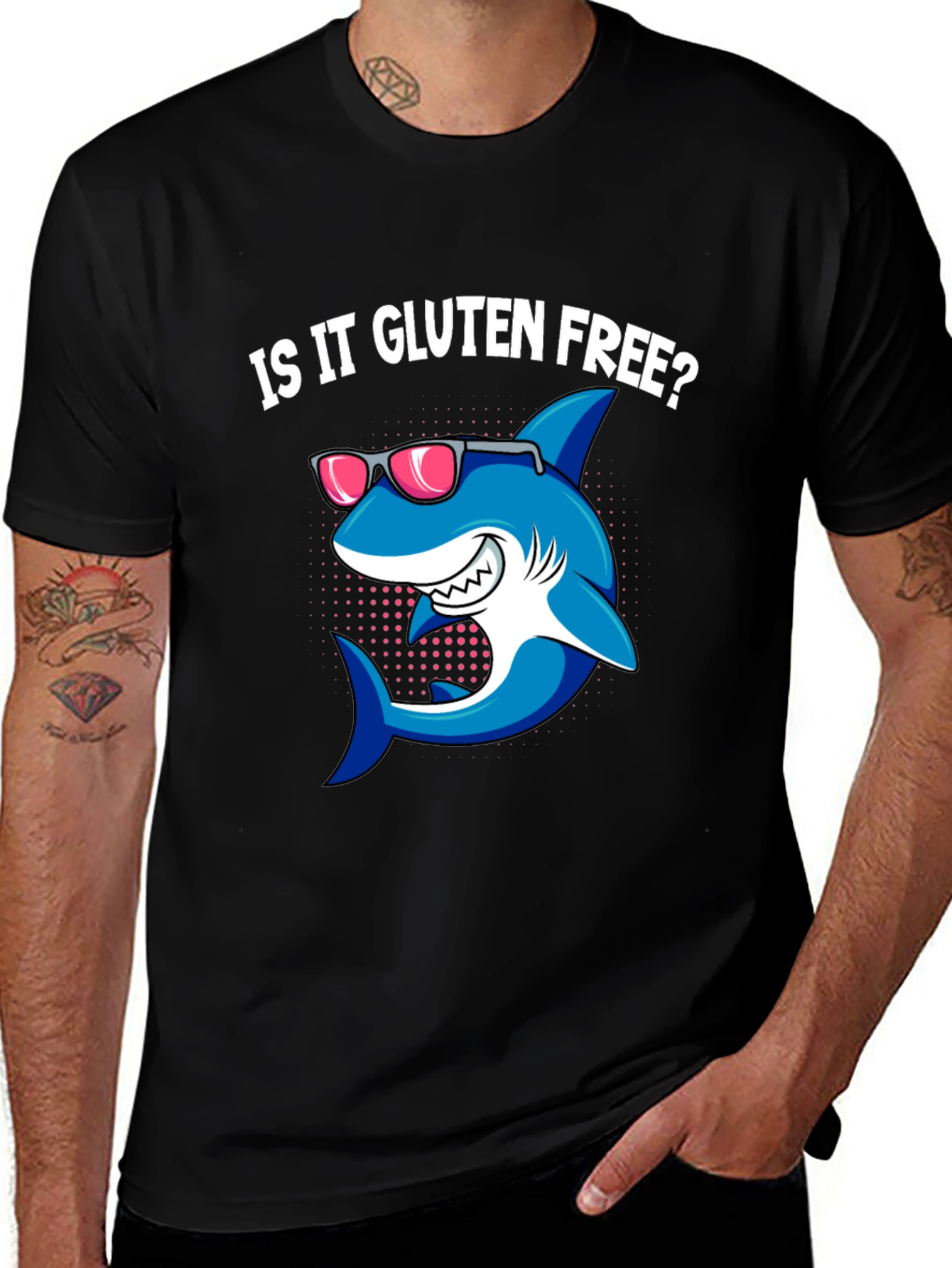 Gluten-Free Shark Graphic Tee - Trendy Black T-Shirt