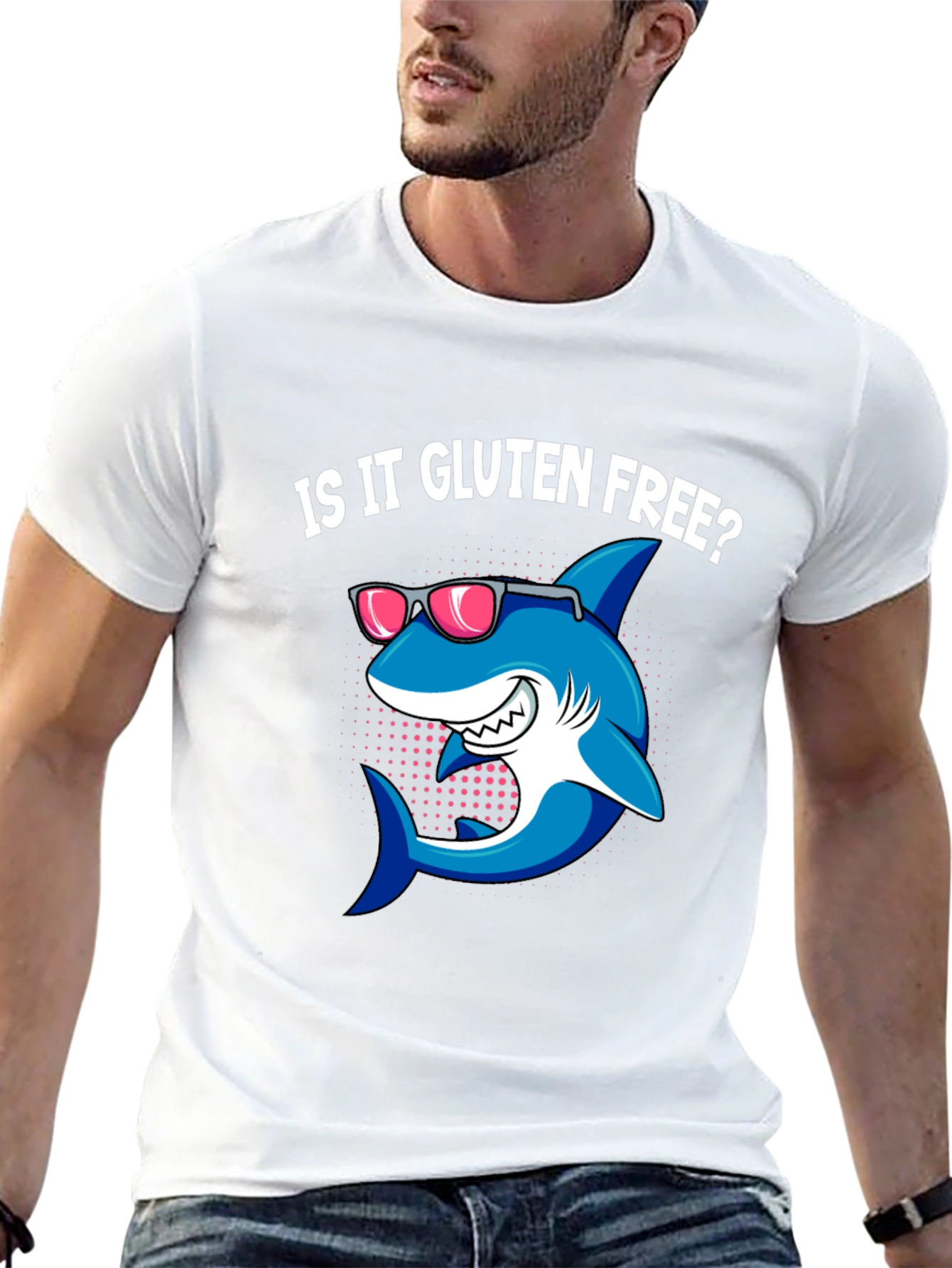 Gluten-Free Shark Graphic Tee - Trendy Black T-Shirt
