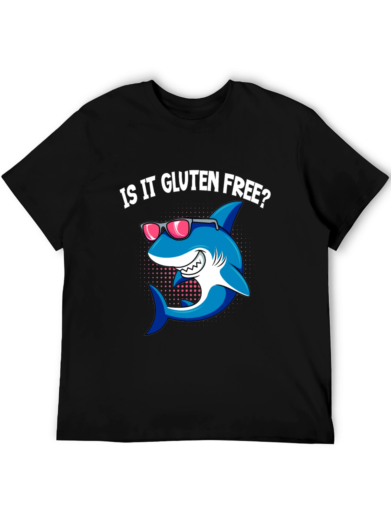 Gluten-Free Shark Graphic Tee - Trendy Black T-Shirt