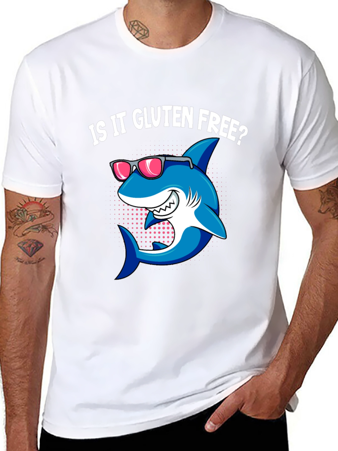 Gluten-Free Shark Graphic Tee - Trendy Black T-Shirt