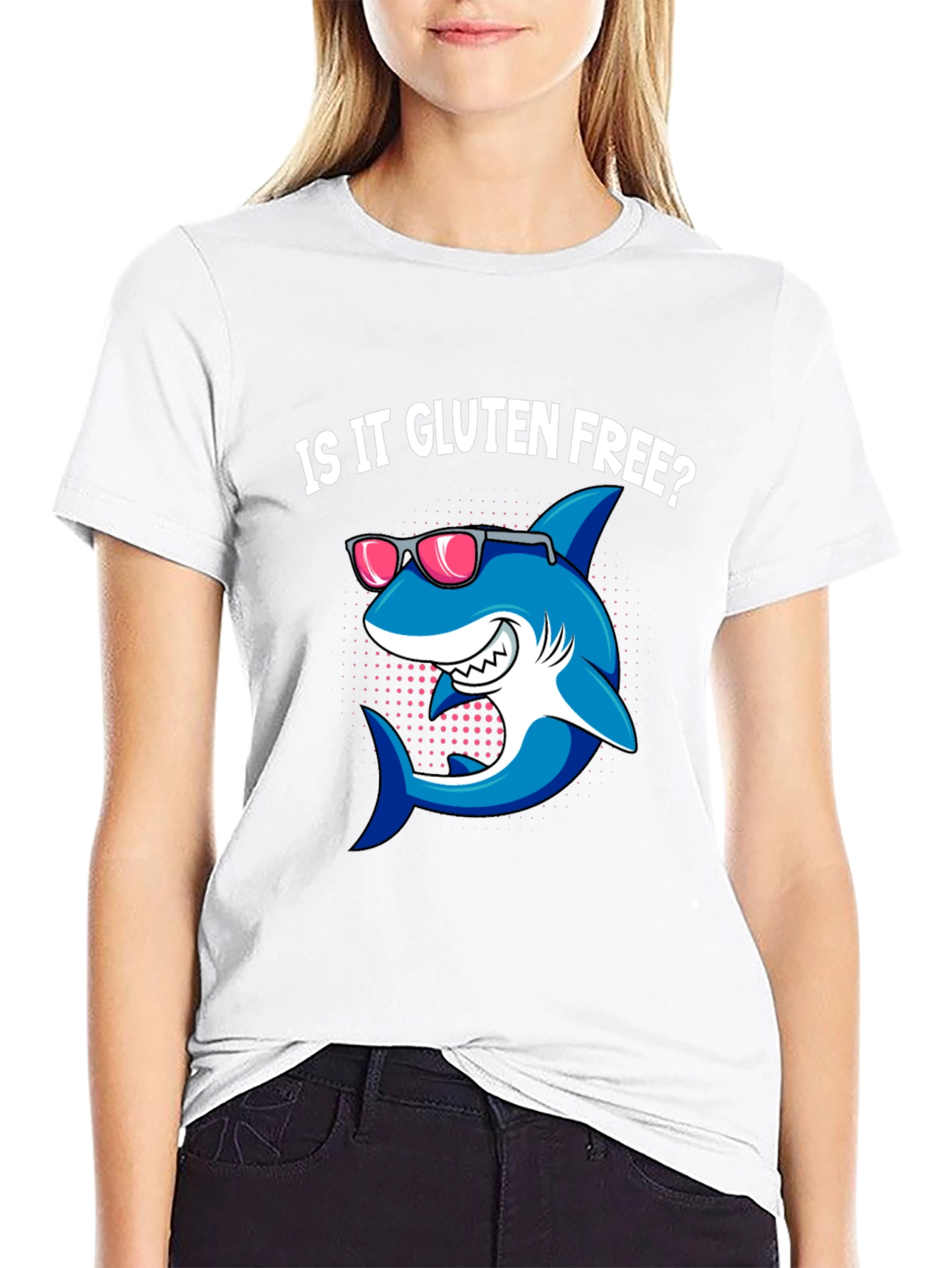 Gluten-Free Shark Graphic Tee - Trendy Black T-Shirt