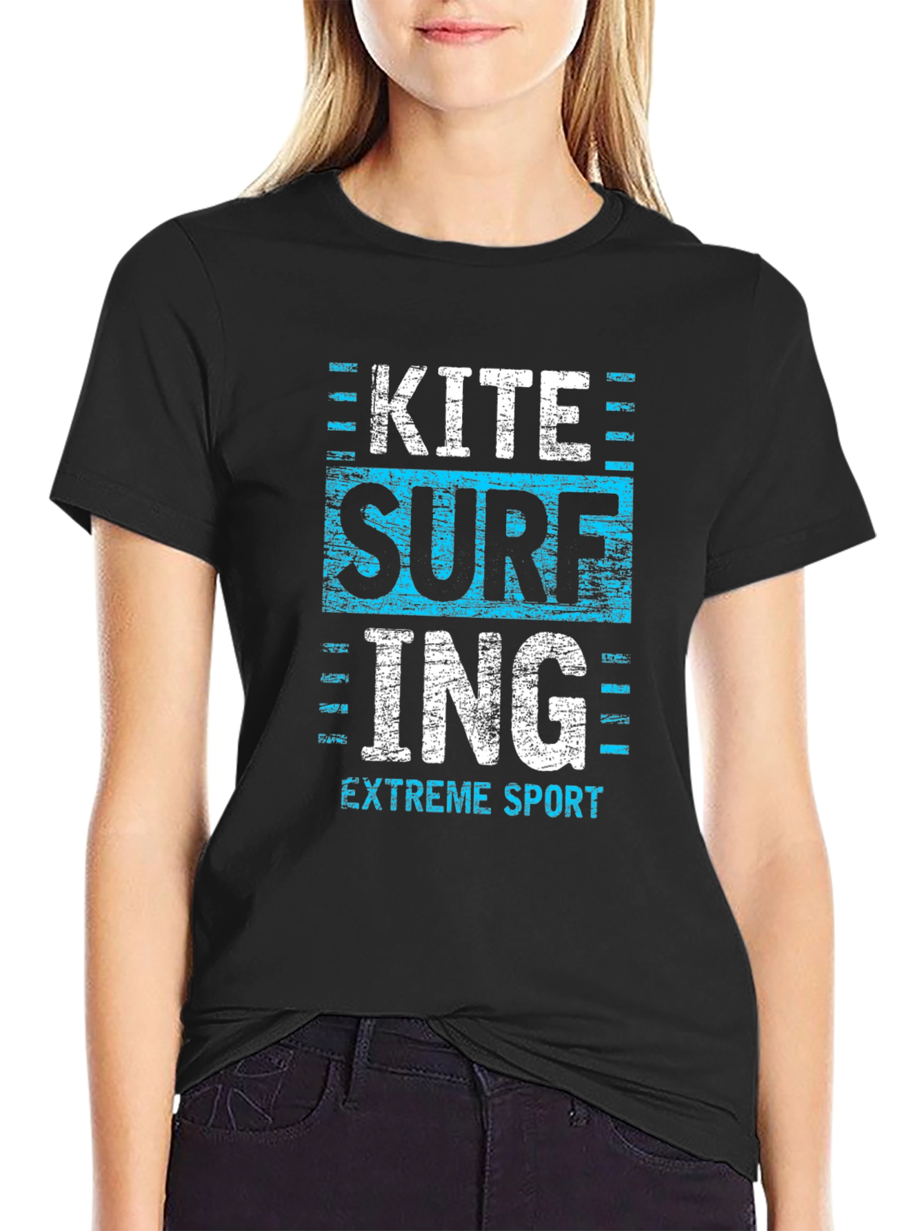 Kite Surfing Extreme Sport Graphic Tee - Black