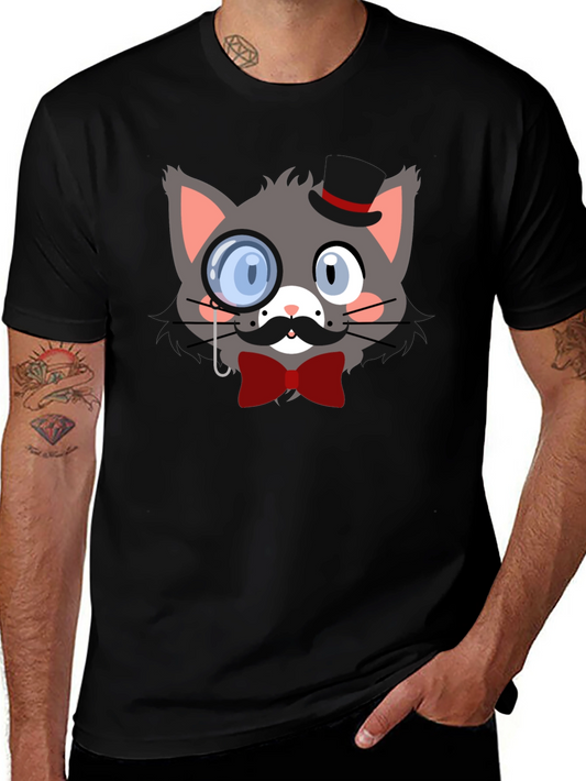 Dapper Cat T-Shirt - Monocle & Bowtie