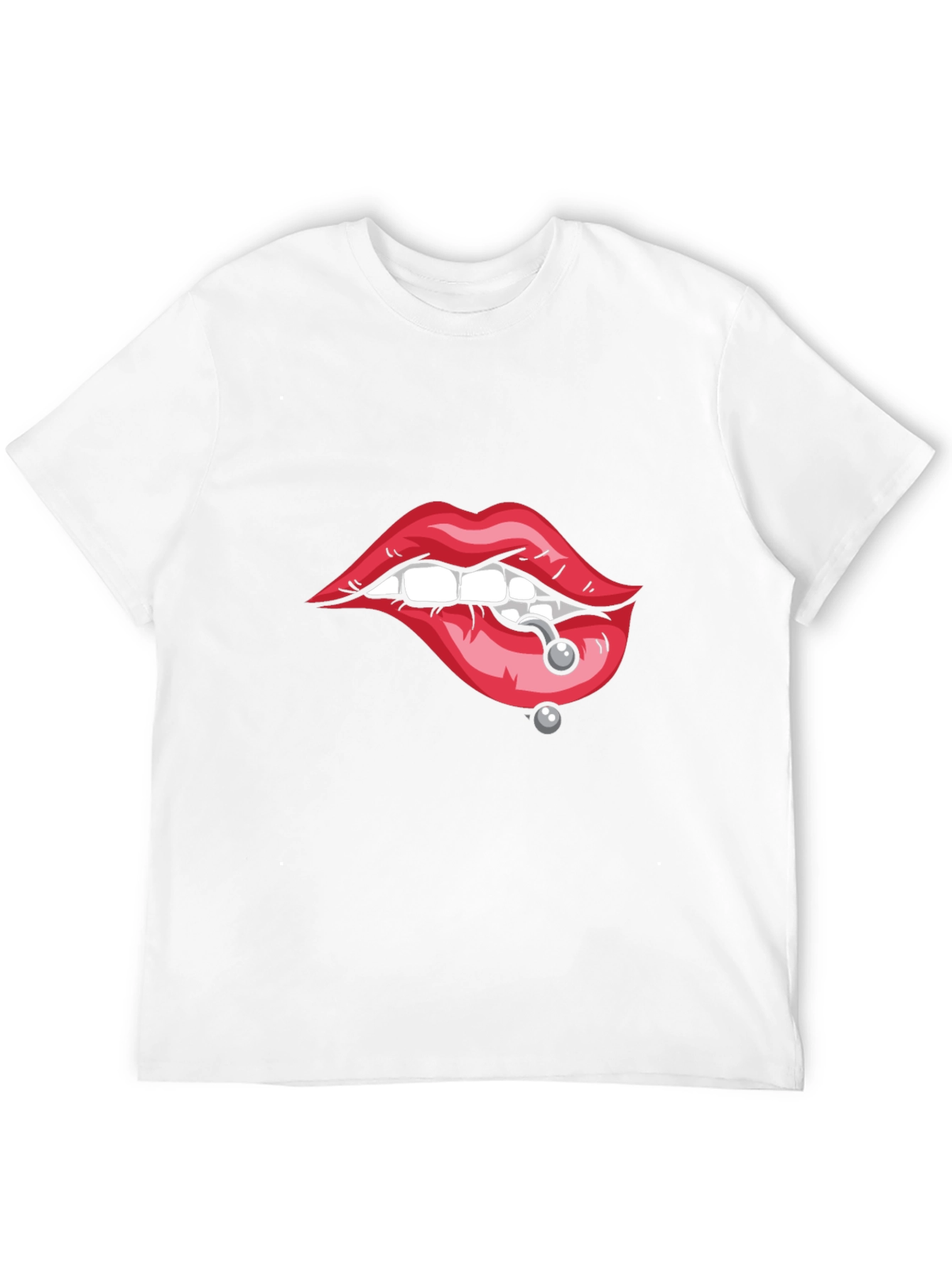 Pierced Lips Graphic Tee - Bold Black T-Shirt