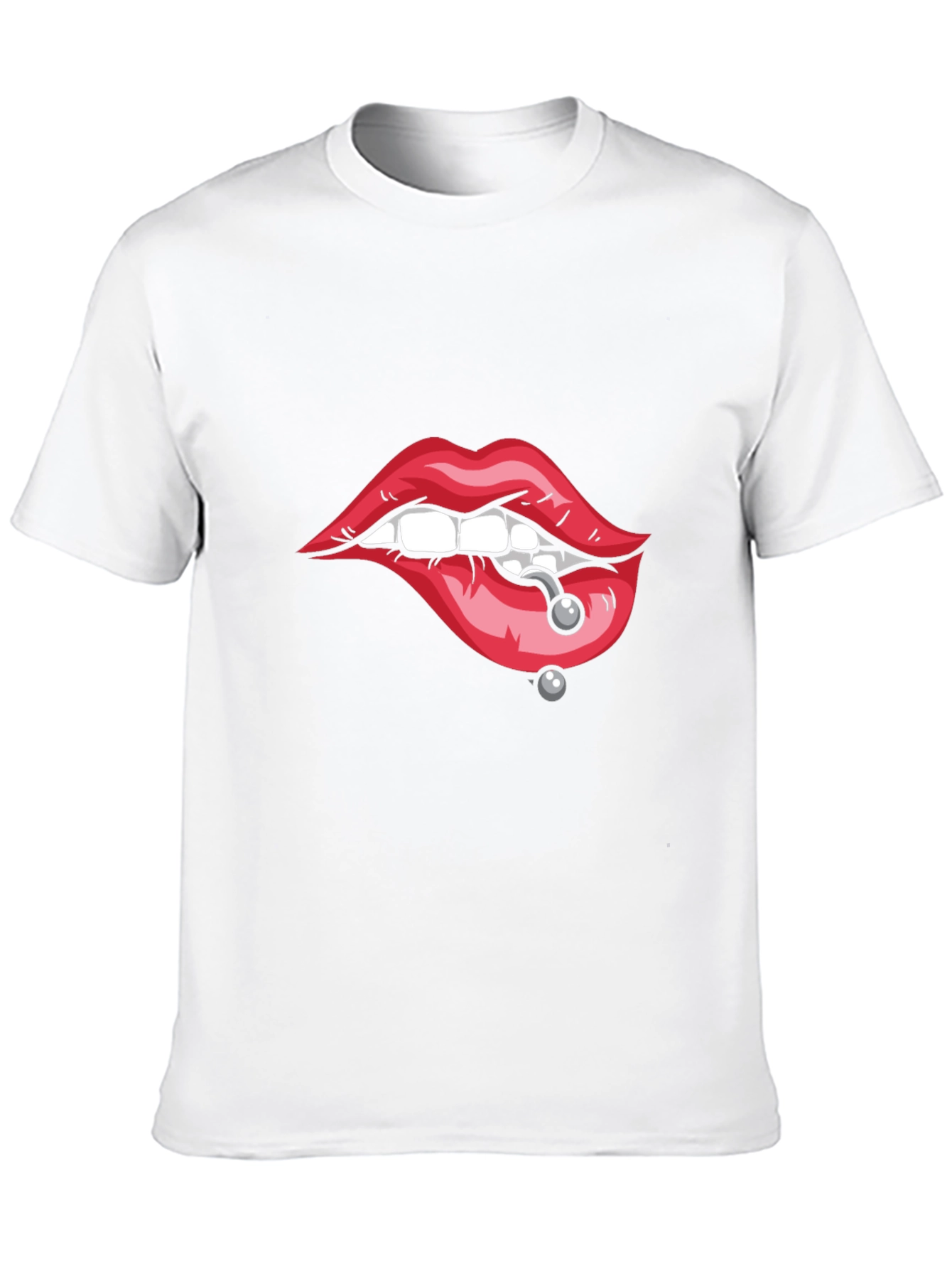 Pierced Lips Graphic Tee - Bold Black T-Shirt