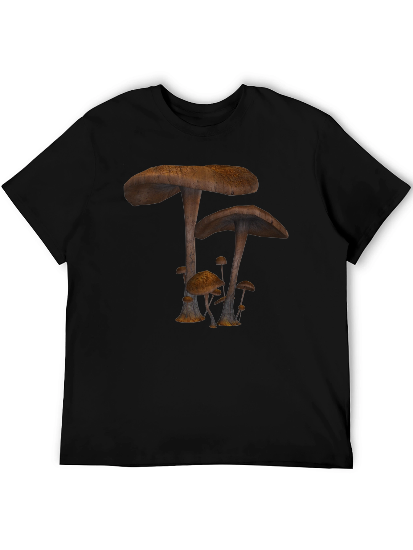 Mushroom Print Black T-Shirt