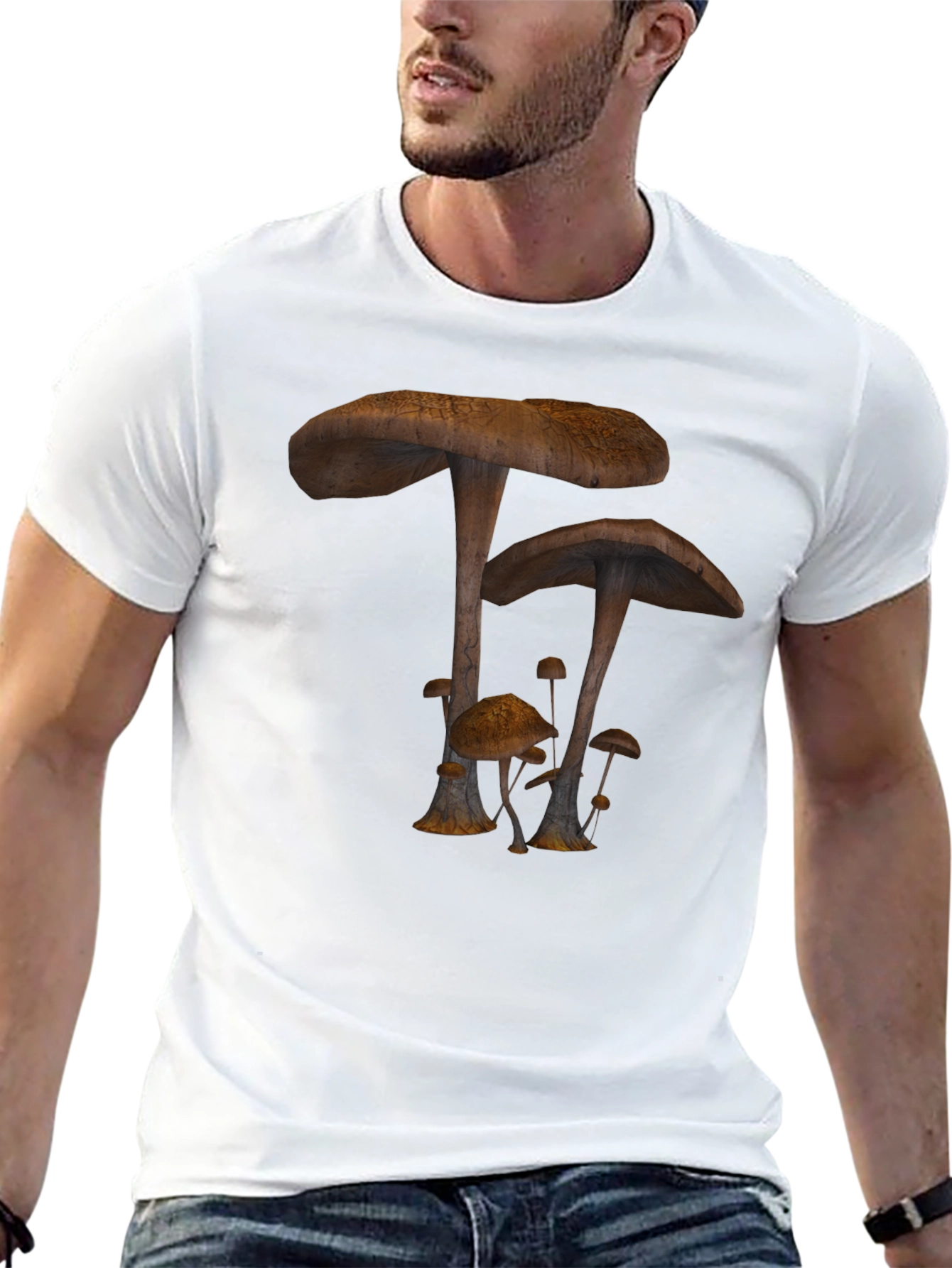 Mushroom Print Black T-Shirt