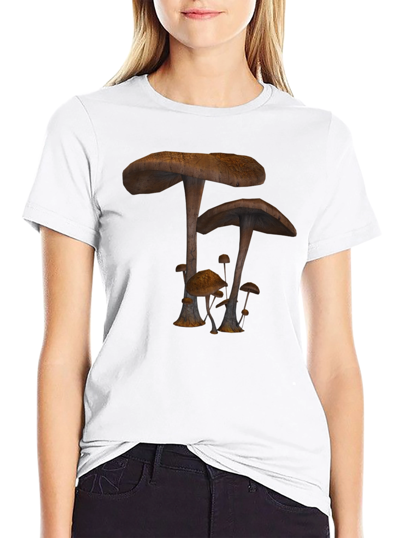 Mushroom Print Black T-Shirt