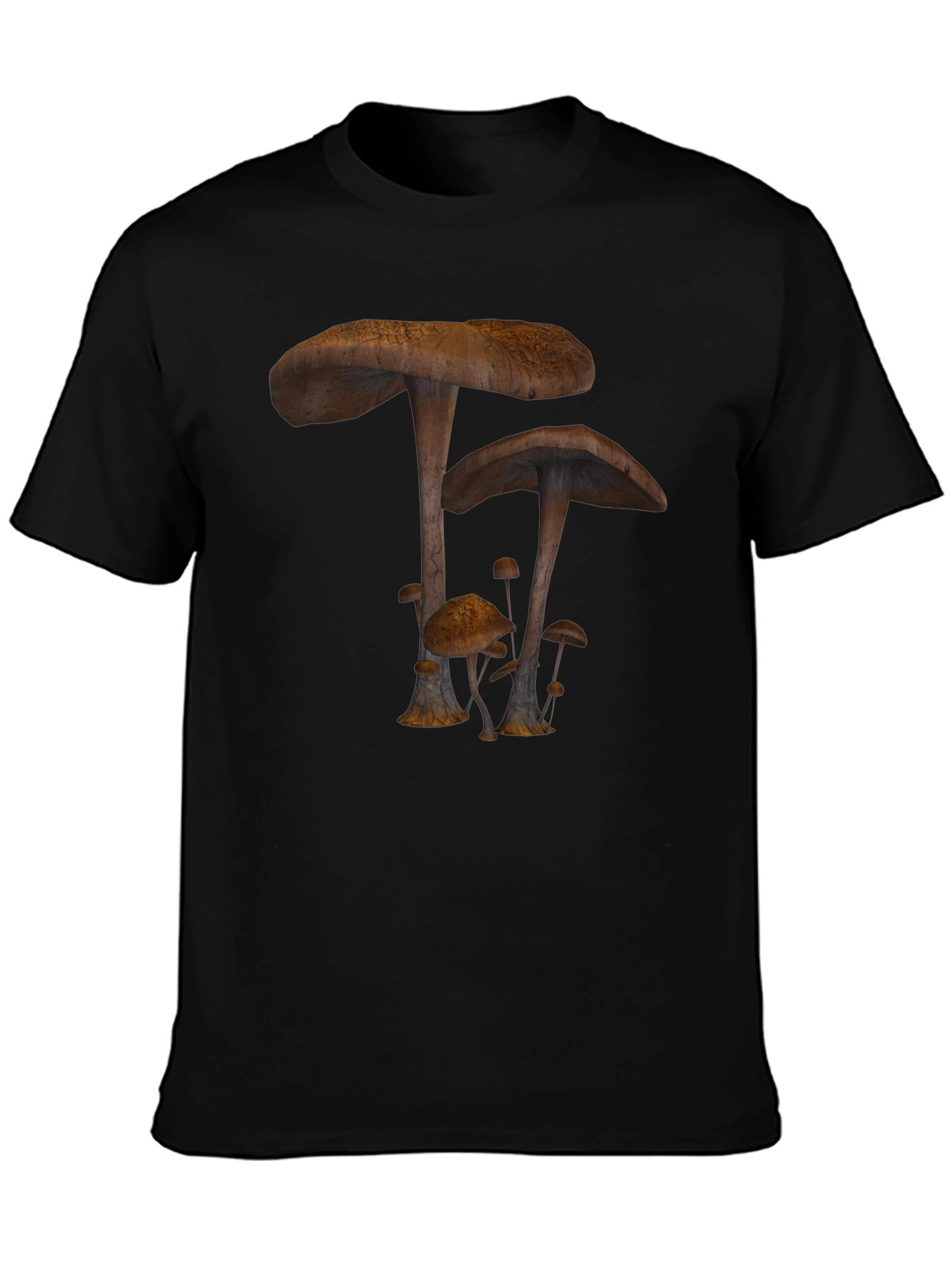 Mushroom Print Black T-Shirt