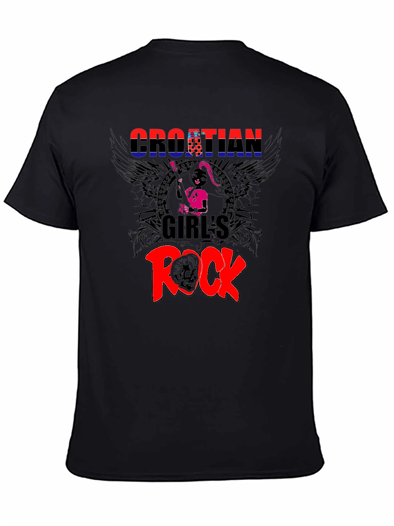 Croatian Girls Rock T-Shirt - Black Graphic Tee