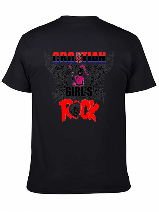 Croatian Girls Rock T-Shirt - Black Graphic Tee