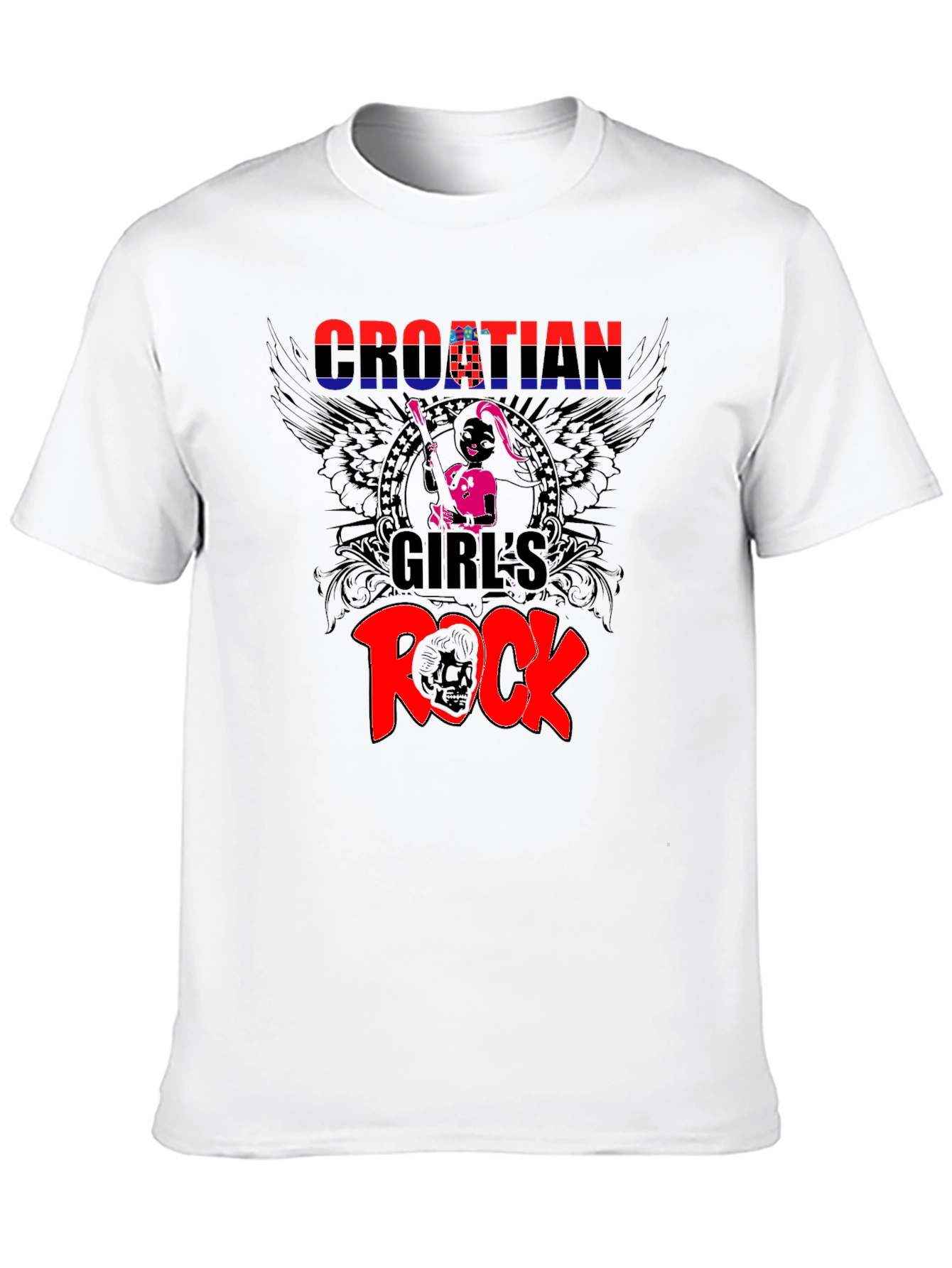 Croatian Girls Rock T-Shirt - Black Graphic Tee