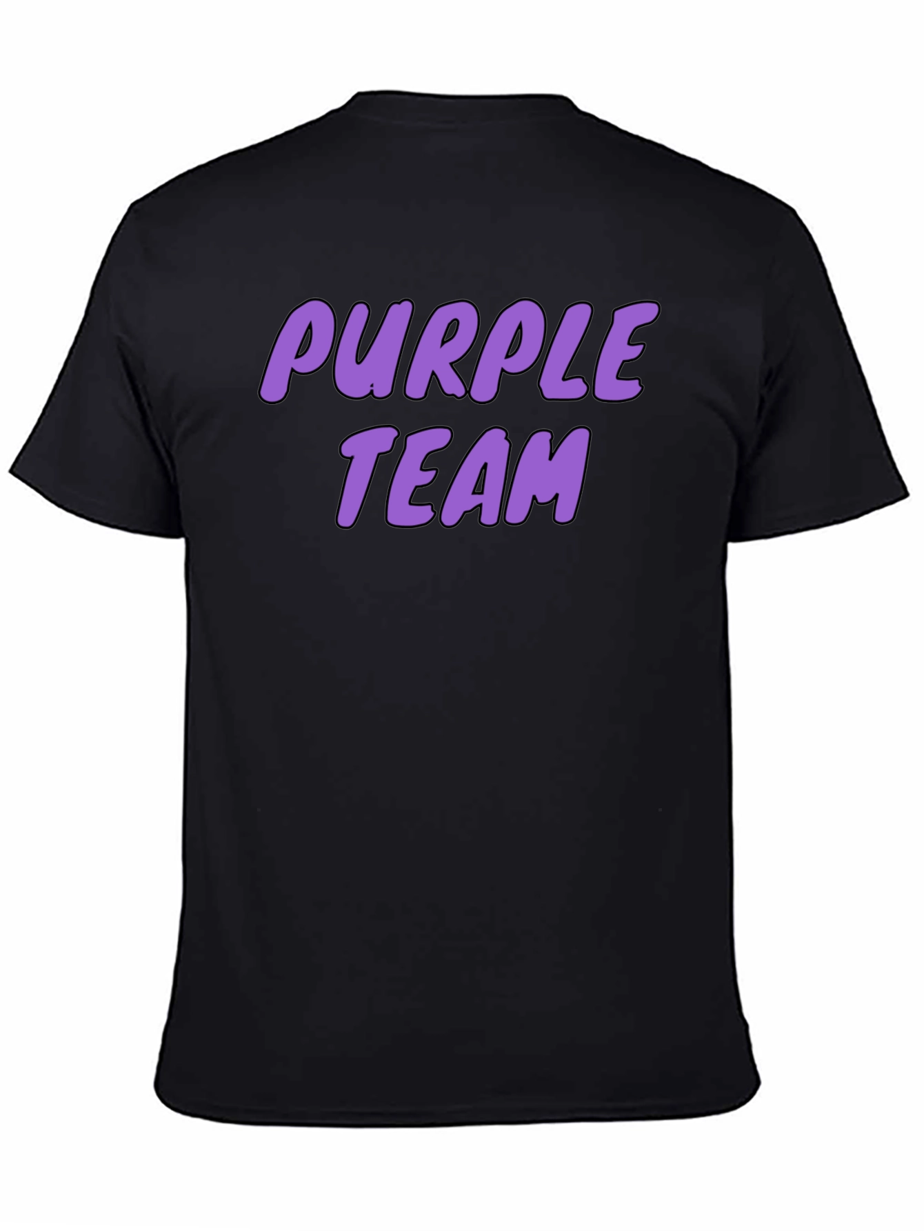 Purple Team Graphic Print Black T-Shirt