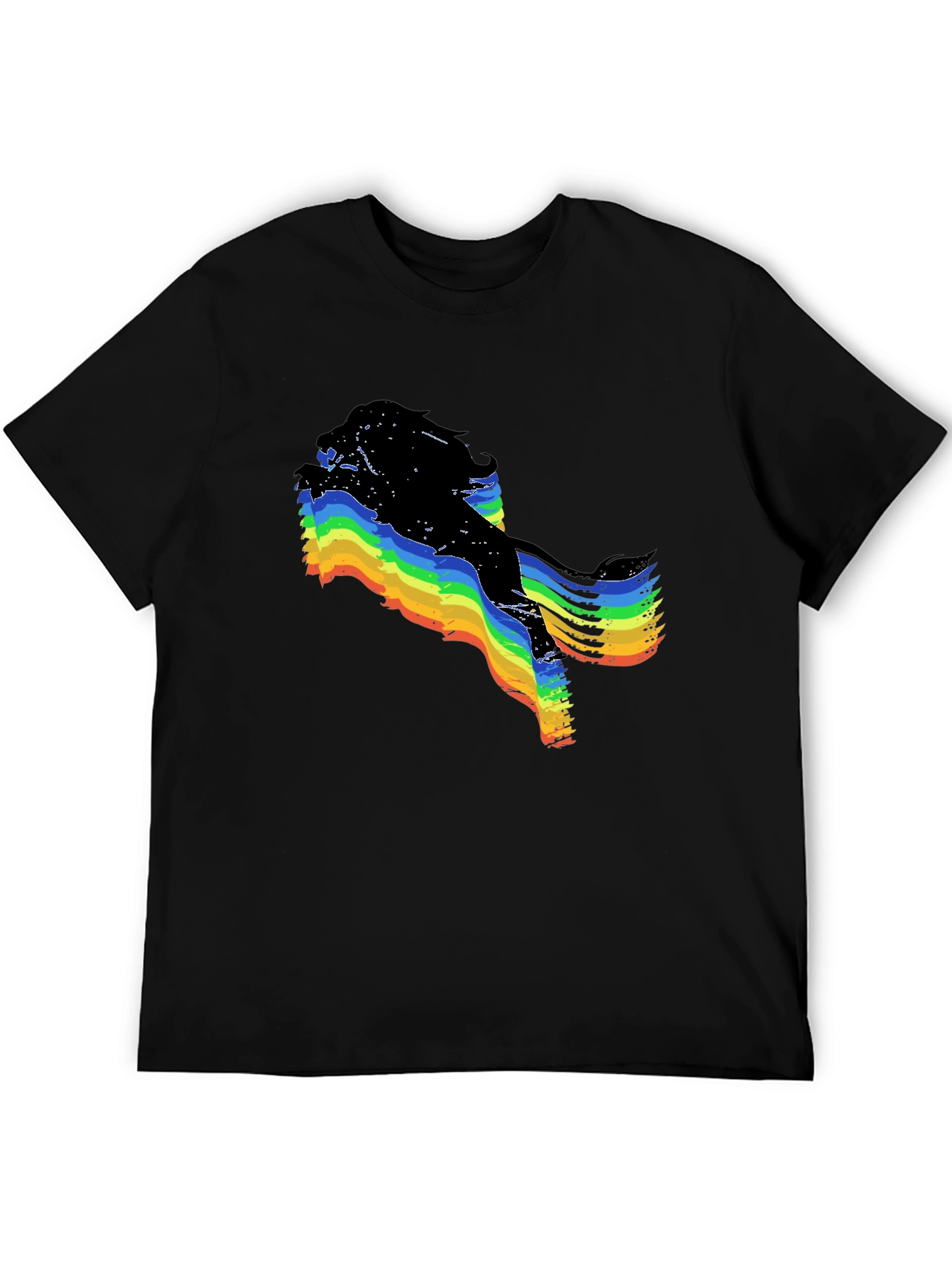 Rainbow Glitch Graphic Black T-Shirt