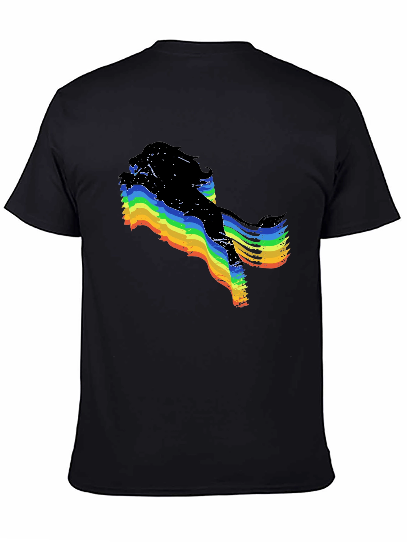 Rainbow Glitch Graphic Black T-Shirt