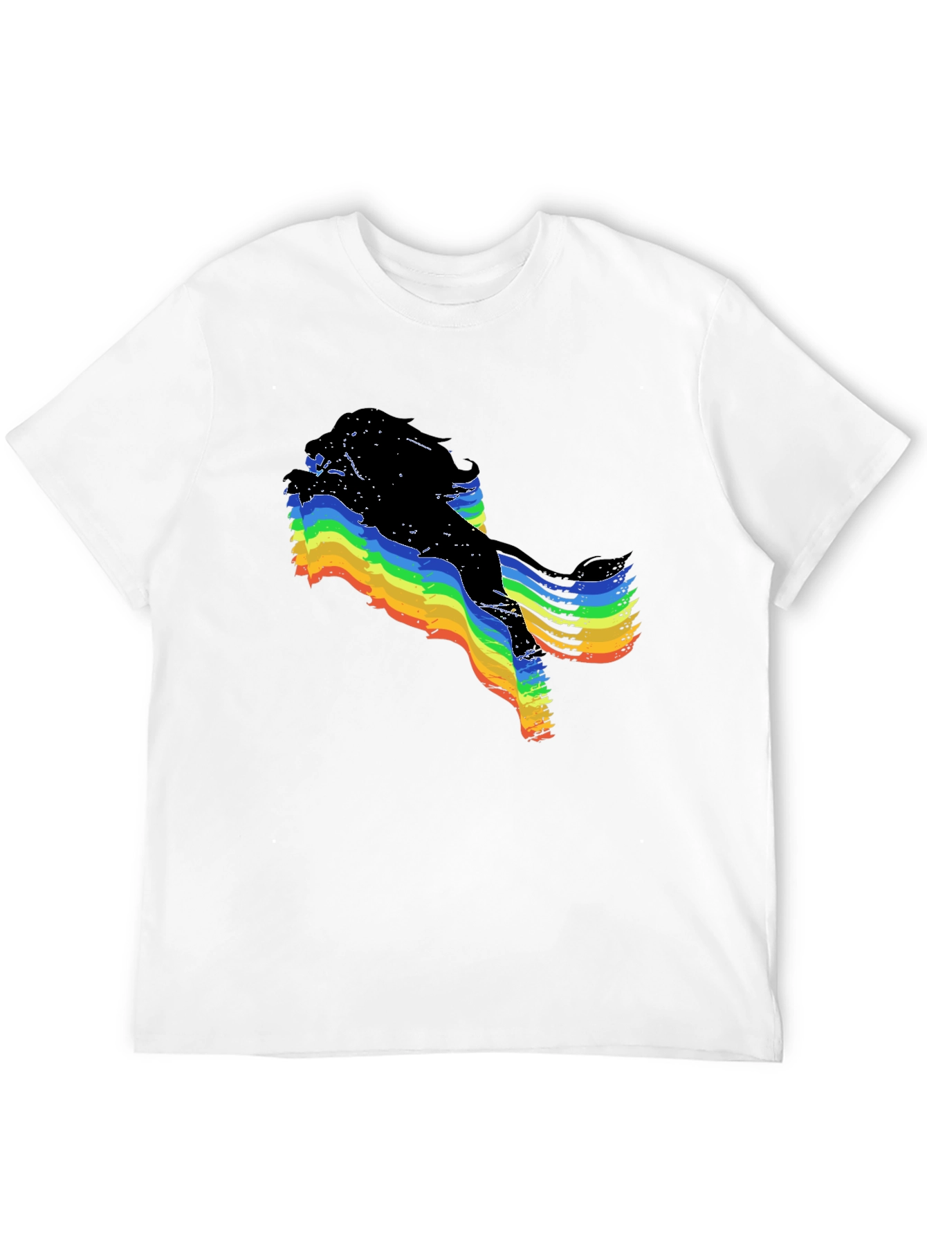 Rainbow Glitch Graphic Black T-Shirt