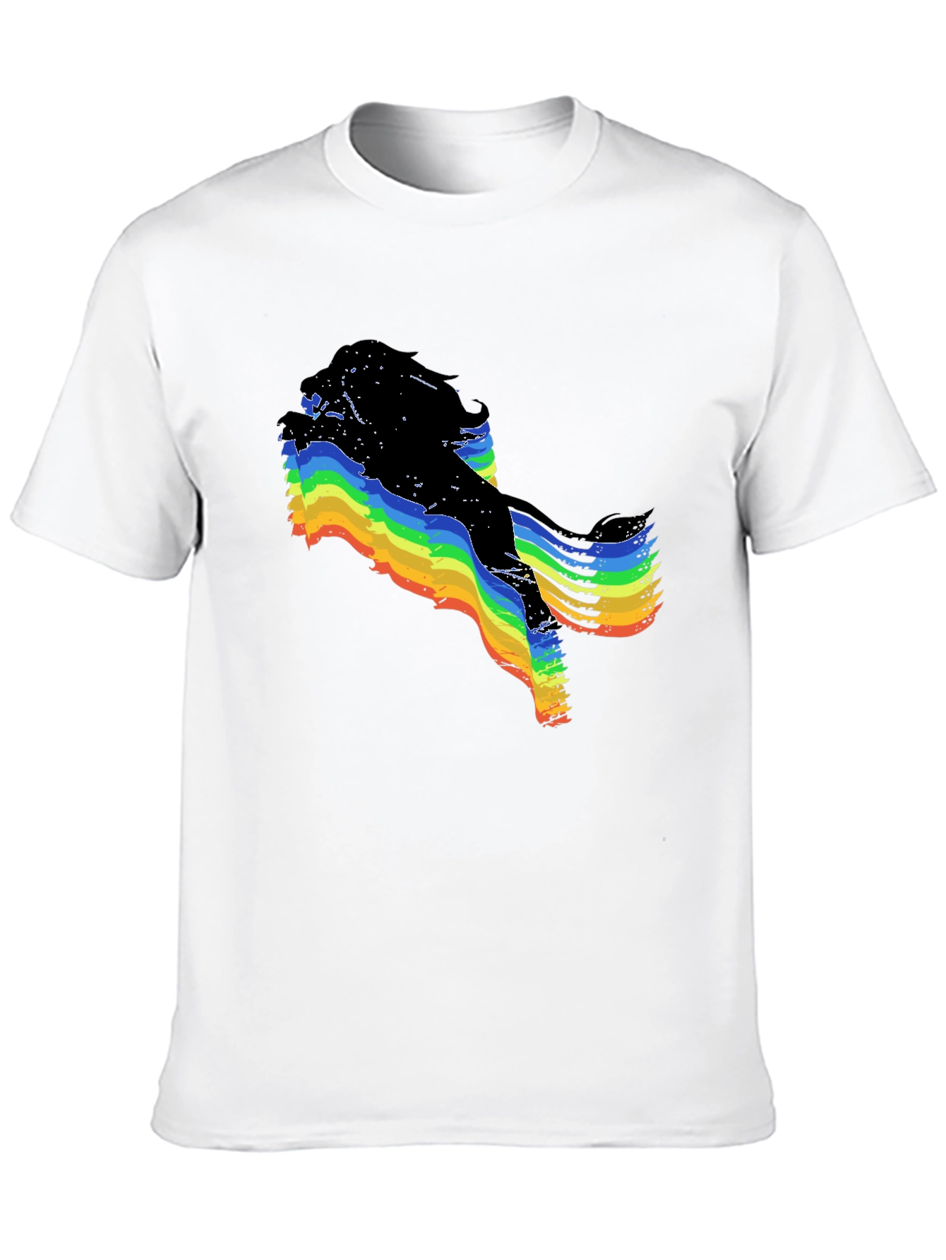 Rainbow Glitch Graphic Black T-Shirt