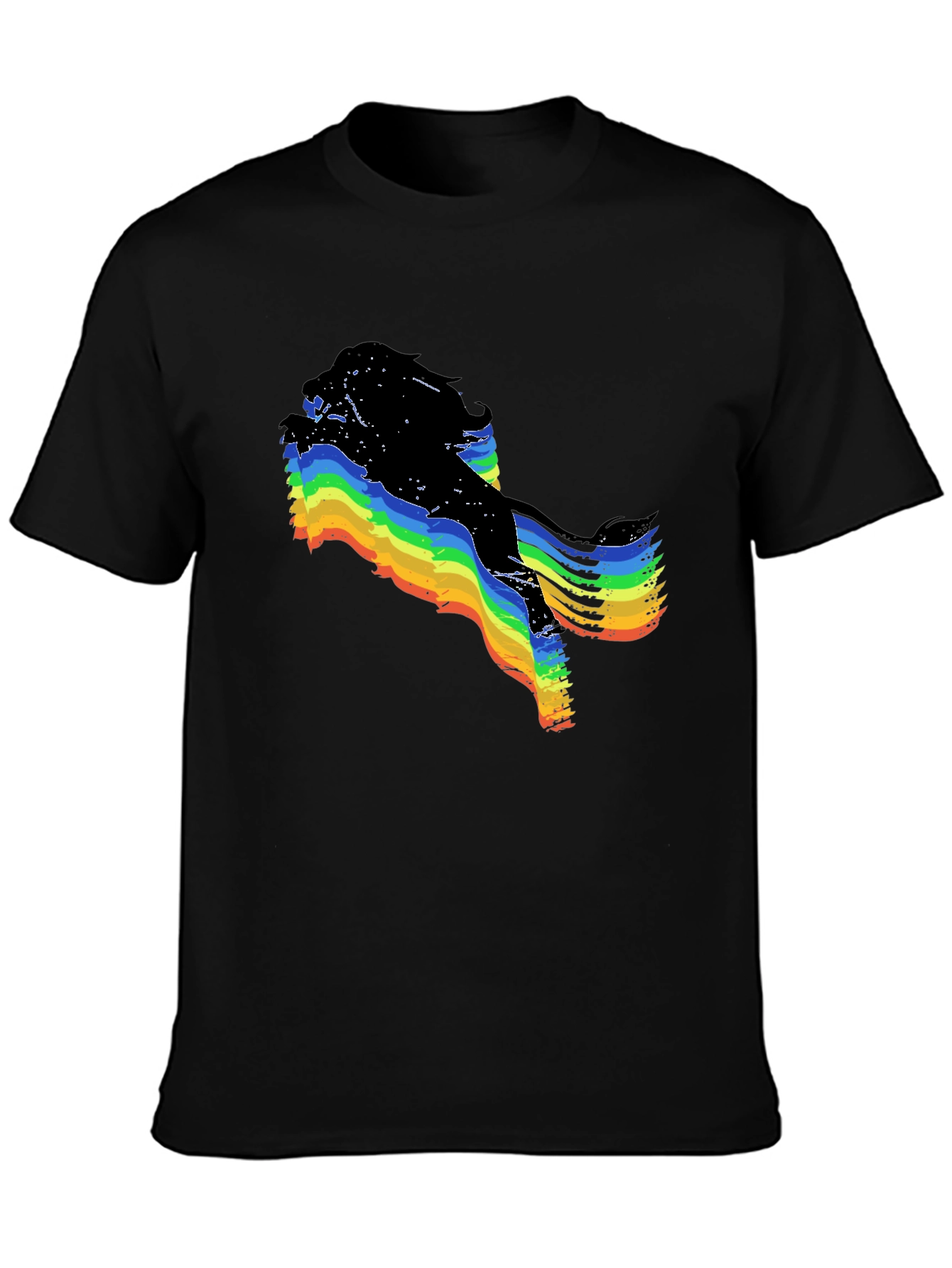 Rainbow Glitch Graphic Black T-Shirt