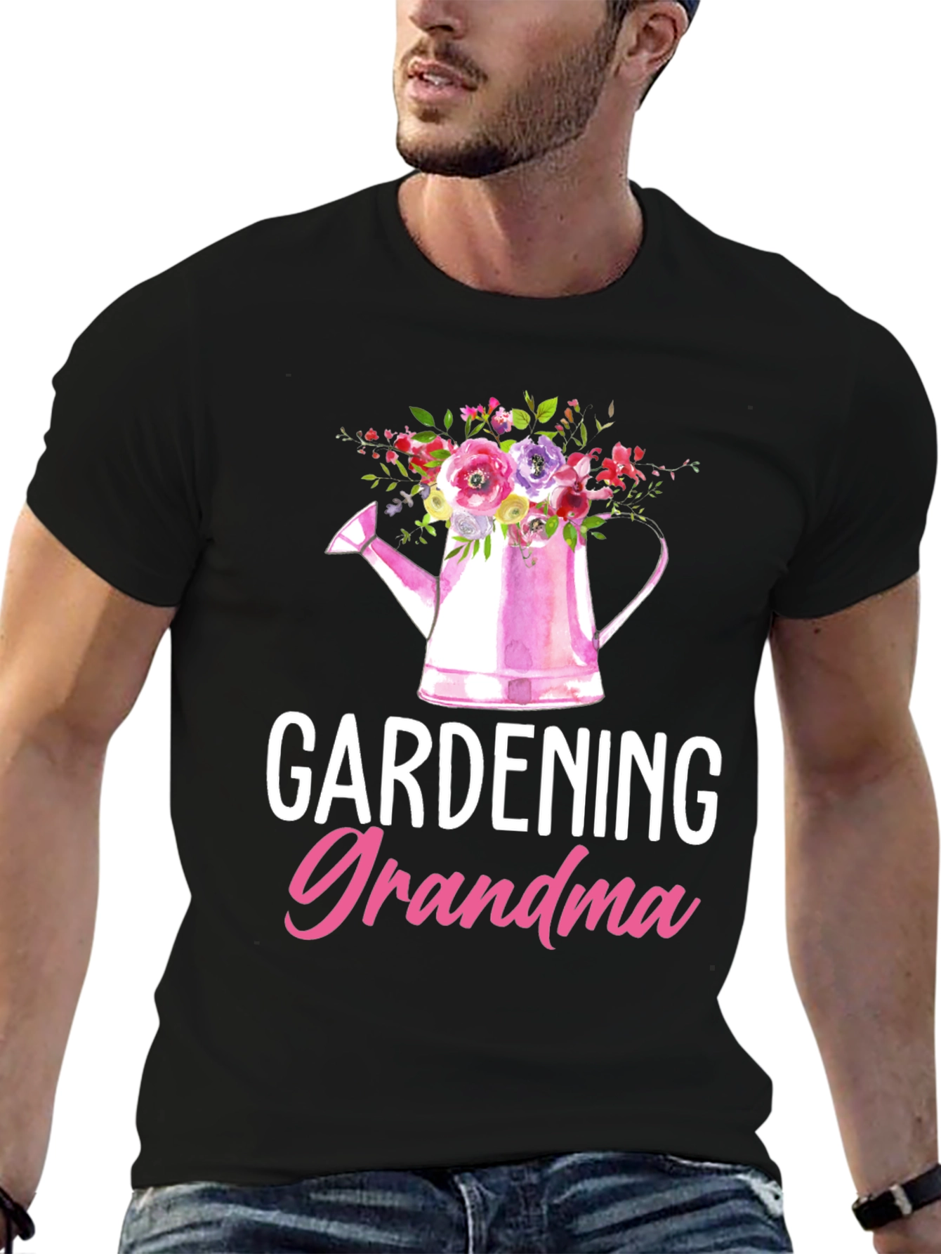Gardening Grandma T-Shirt - Floral Watering Can Design