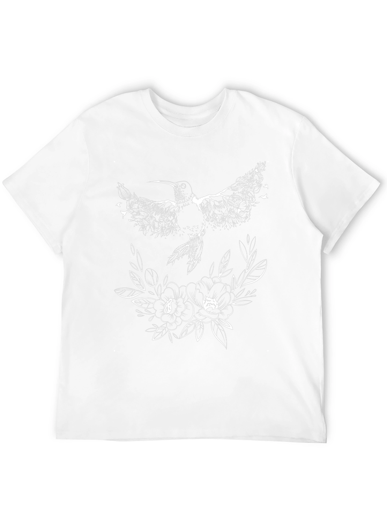 Hummingbird & Floral Graphic Black T-Shirt