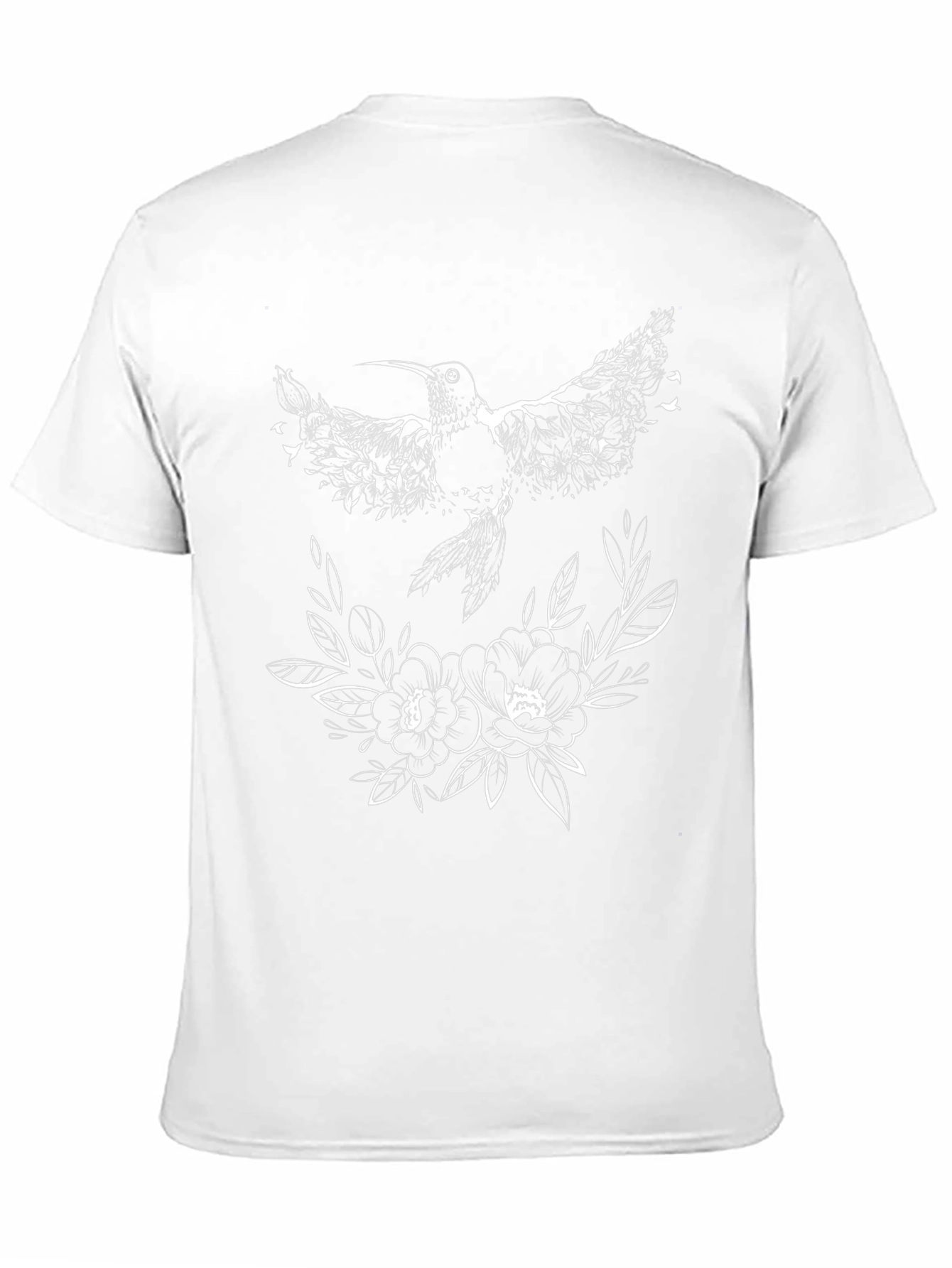 Hummingbird & Floral Graphic Black T-Shirt