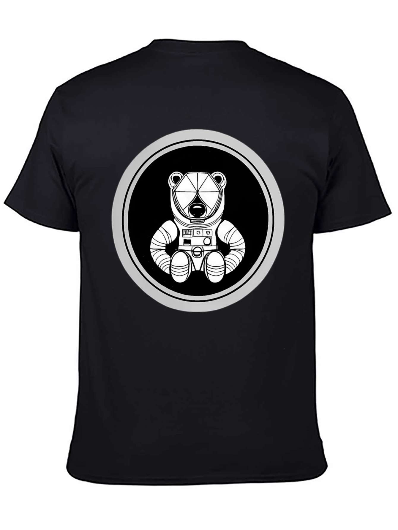 Astronaut Bear Graphic Tee - Black Cotton Blend