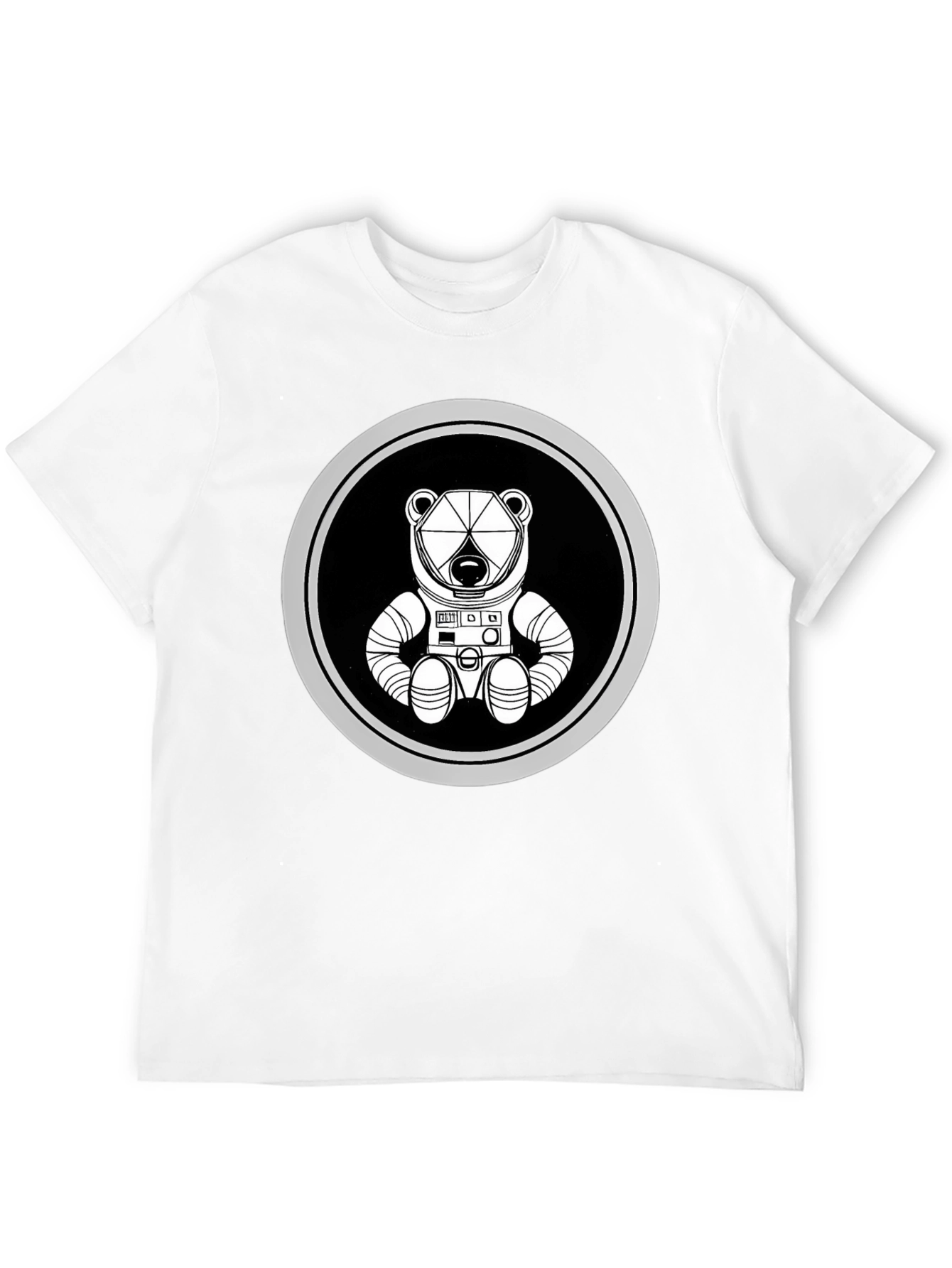Astronaut Bear Graphic Tee - Black Cotton Blend