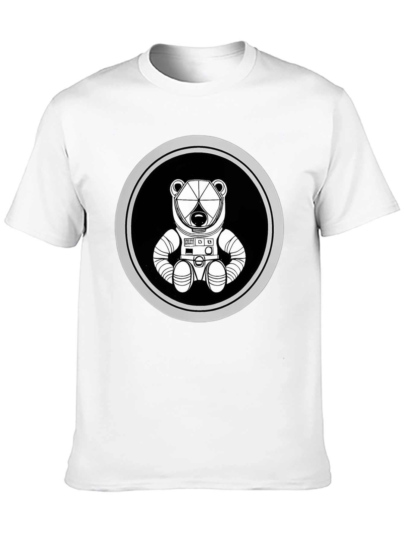 Astronaut Bear Graphic Tee - Black Cotton Blend