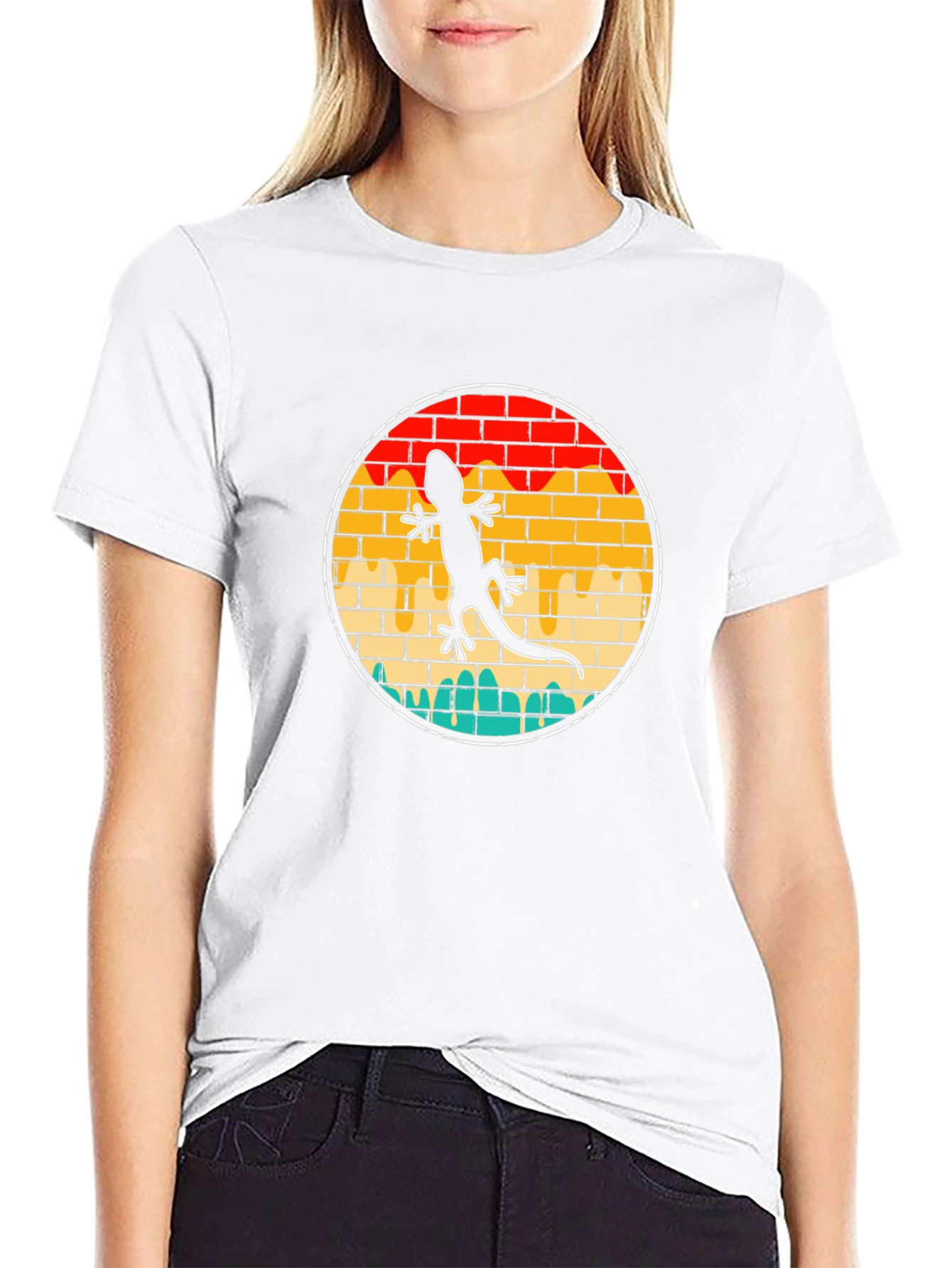 Lizard Brick Wall Circle T-Shirt