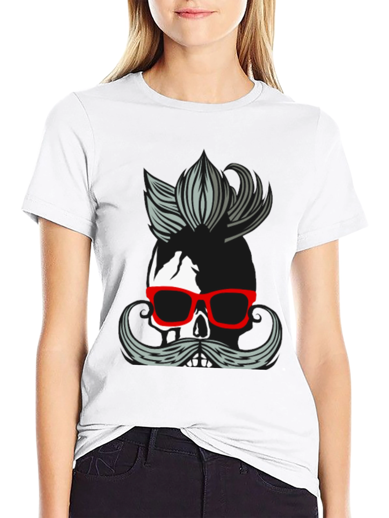 Skull with Mustache & Glasses T-Shirt