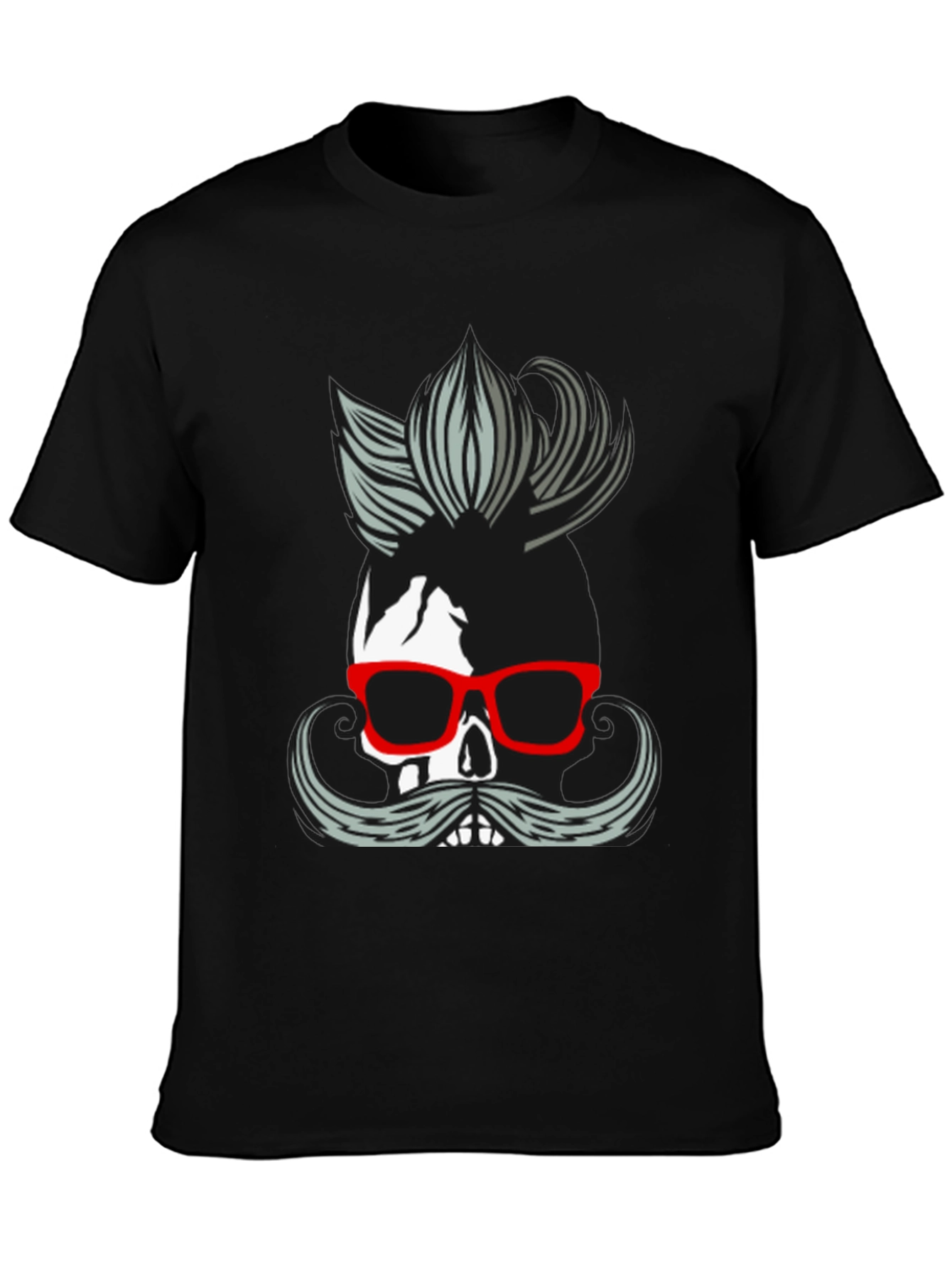 Skull with Mustache & Glasses T-Shirt