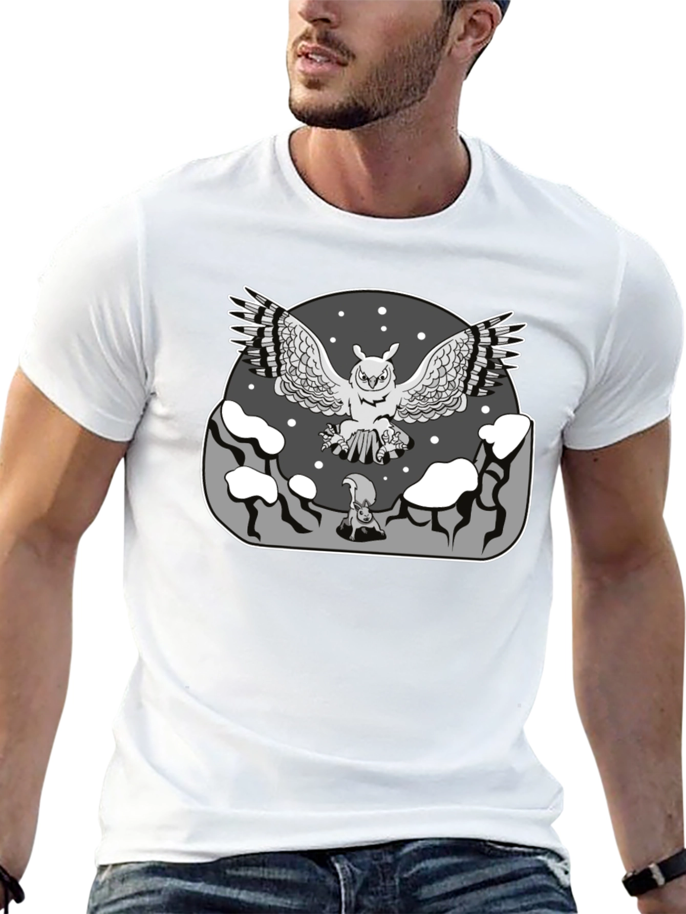 Owl vs Squirrel Graphic T-Shirt
