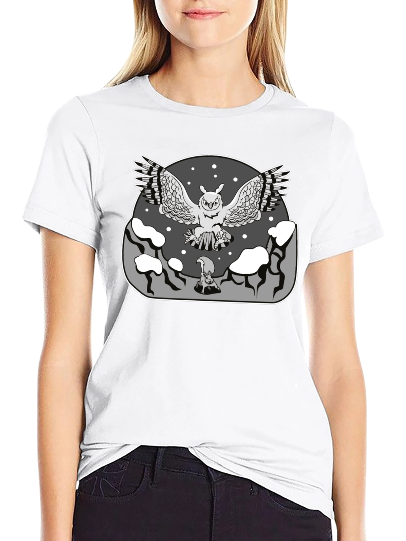 Owl vs Squirrel Graphic T-Shirt