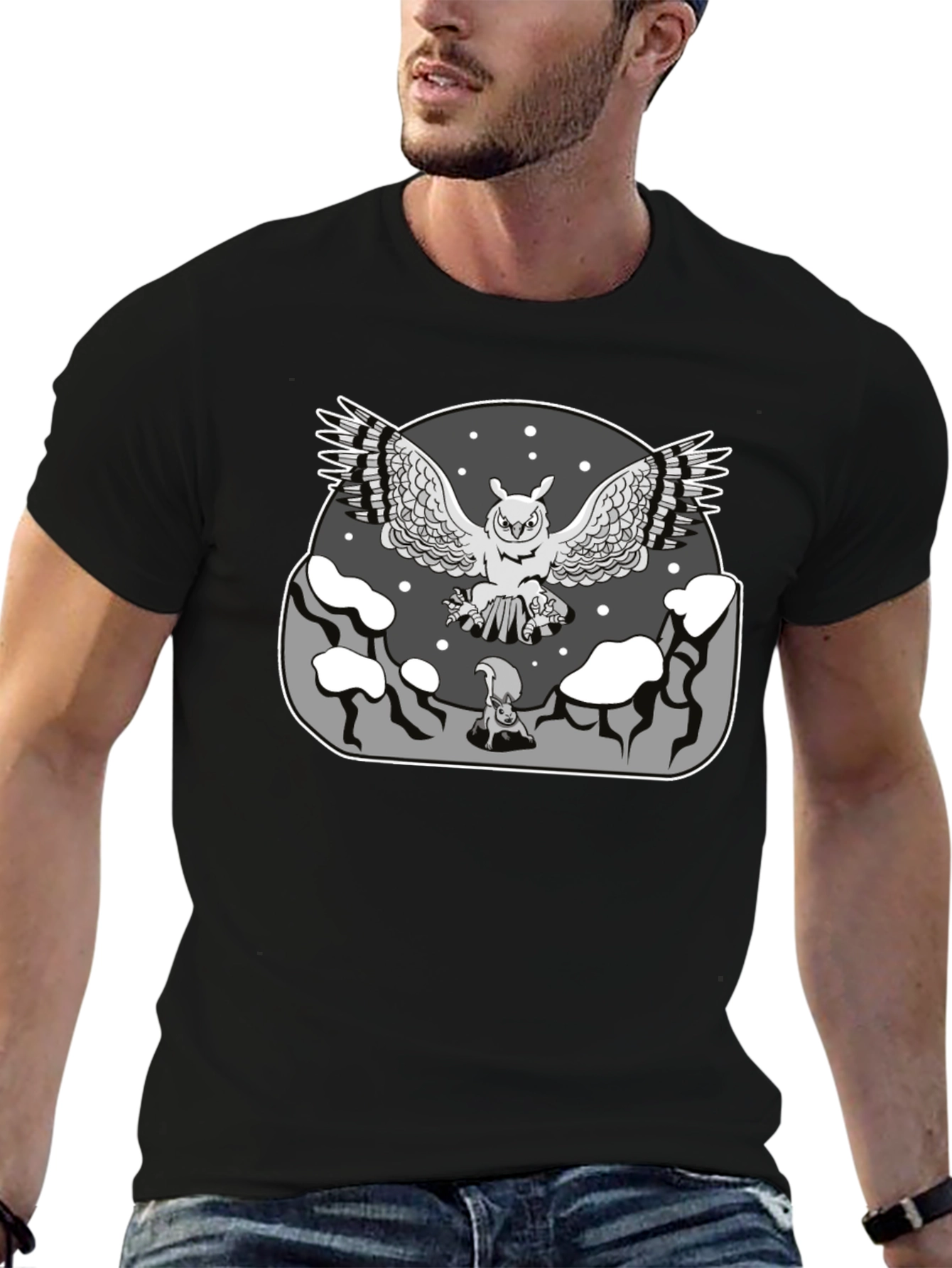 Owl vs Squirrel Graphic T-Shirt