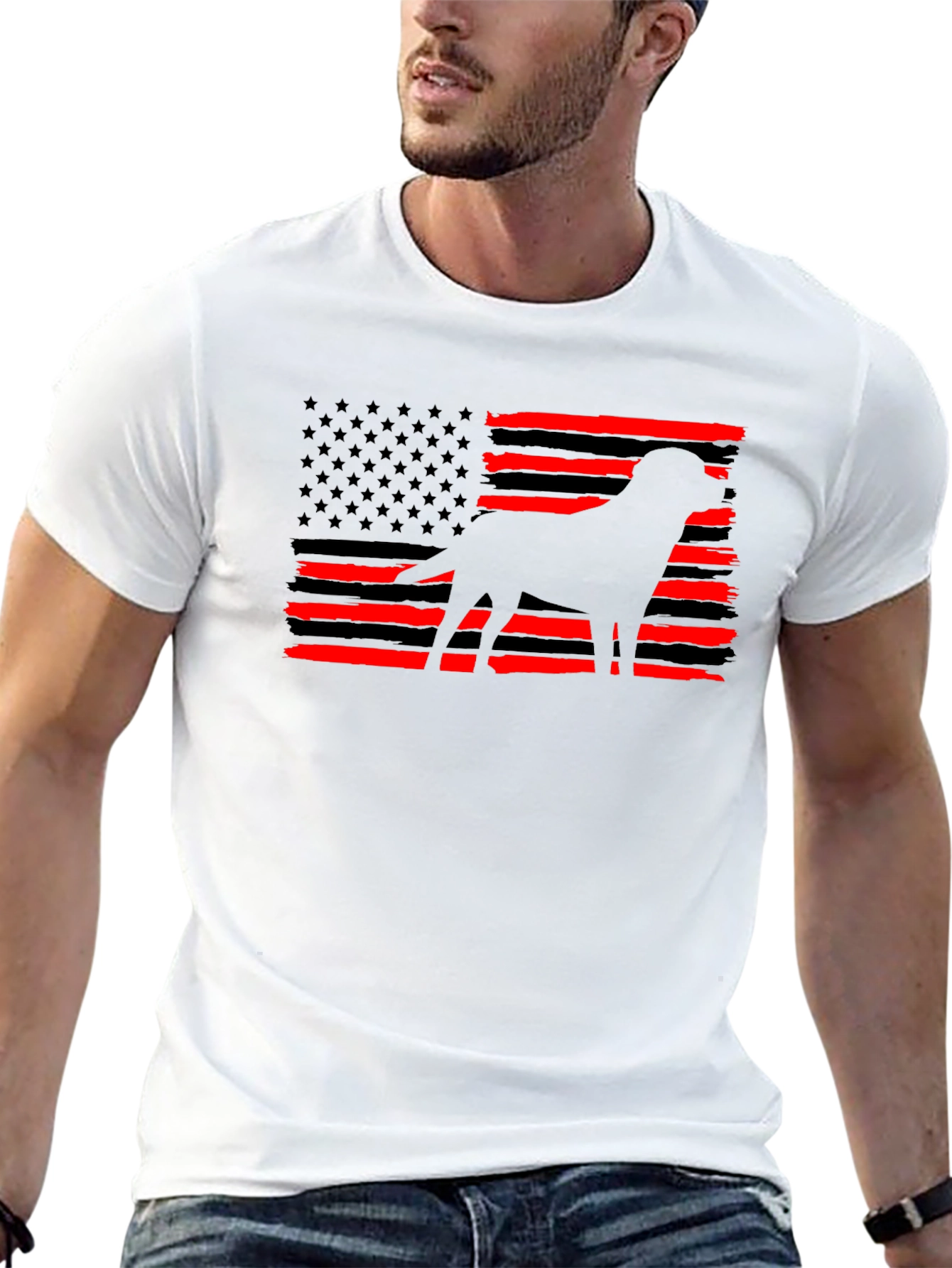 American Flag Dog T-Shirt