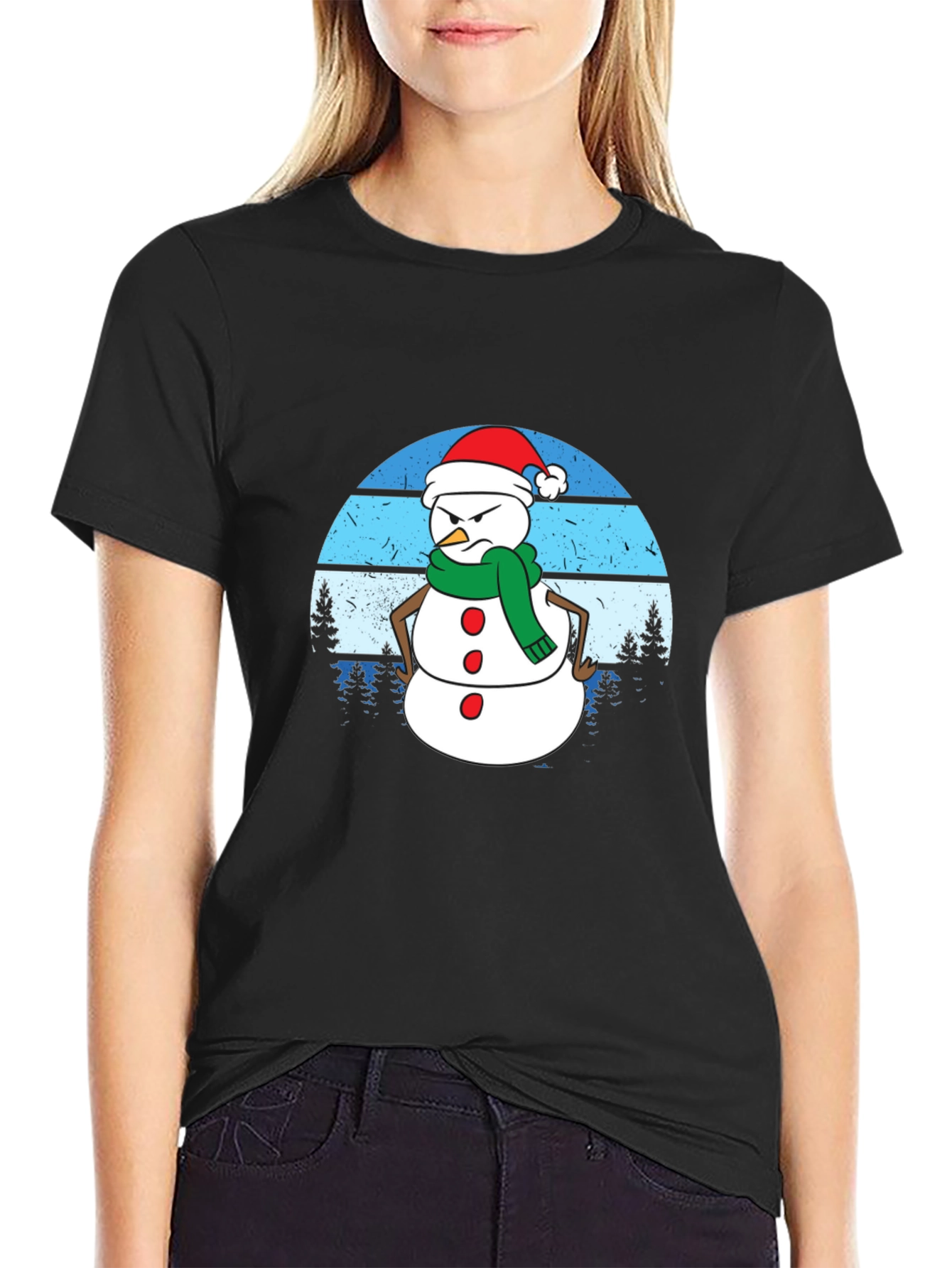Grumpy Snowman Graphic Tee - Holiday Humor